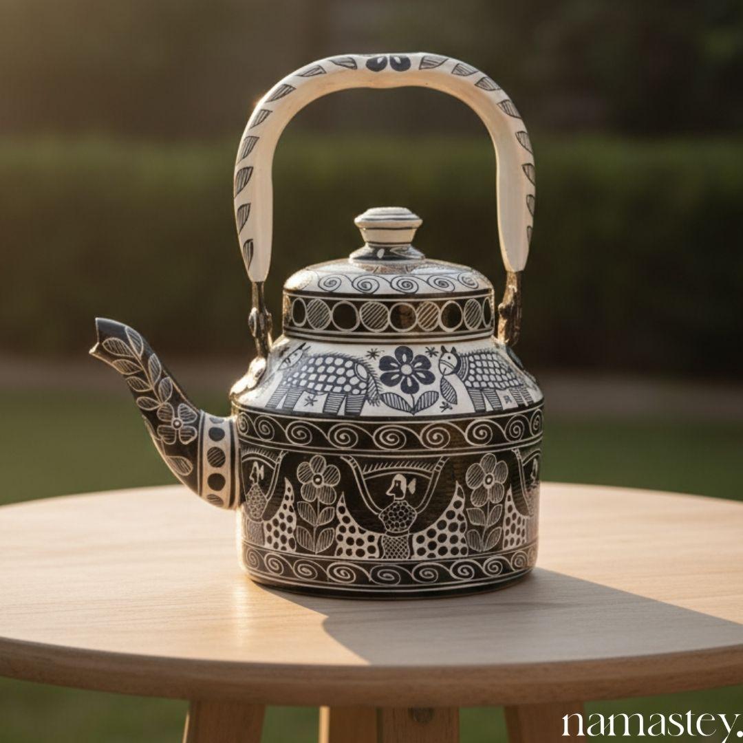 The Monochrome Folk – Handpainted Stainless Steel Tea Kettle (1L)