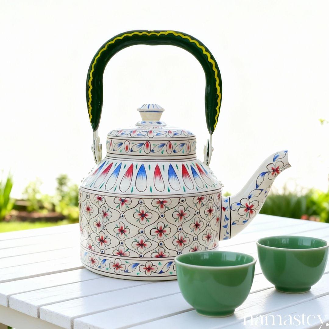 Blush Meadow – Handpainted Stainless Steel Tea Kettle (1L)