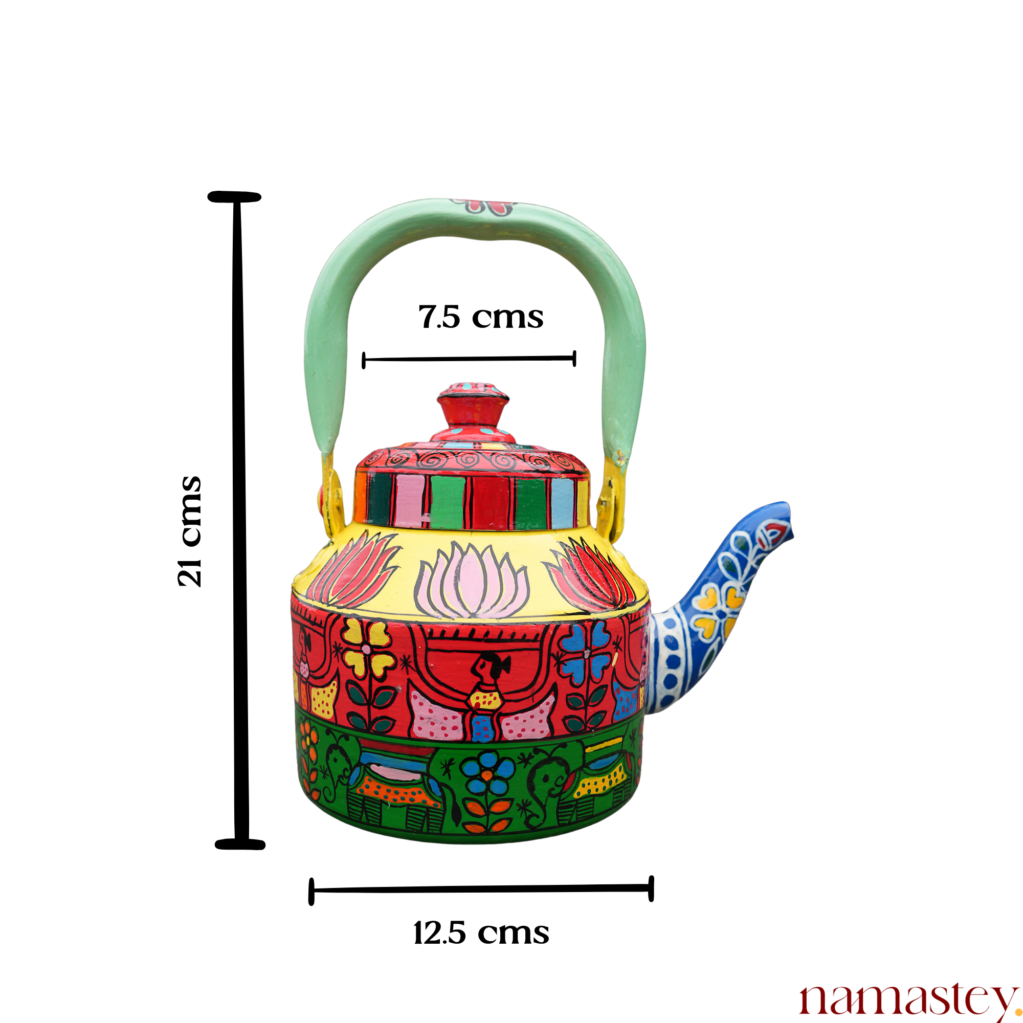 The Bazaar Bloom – Handpainted Stainless Steel Tea Kettle (1L)