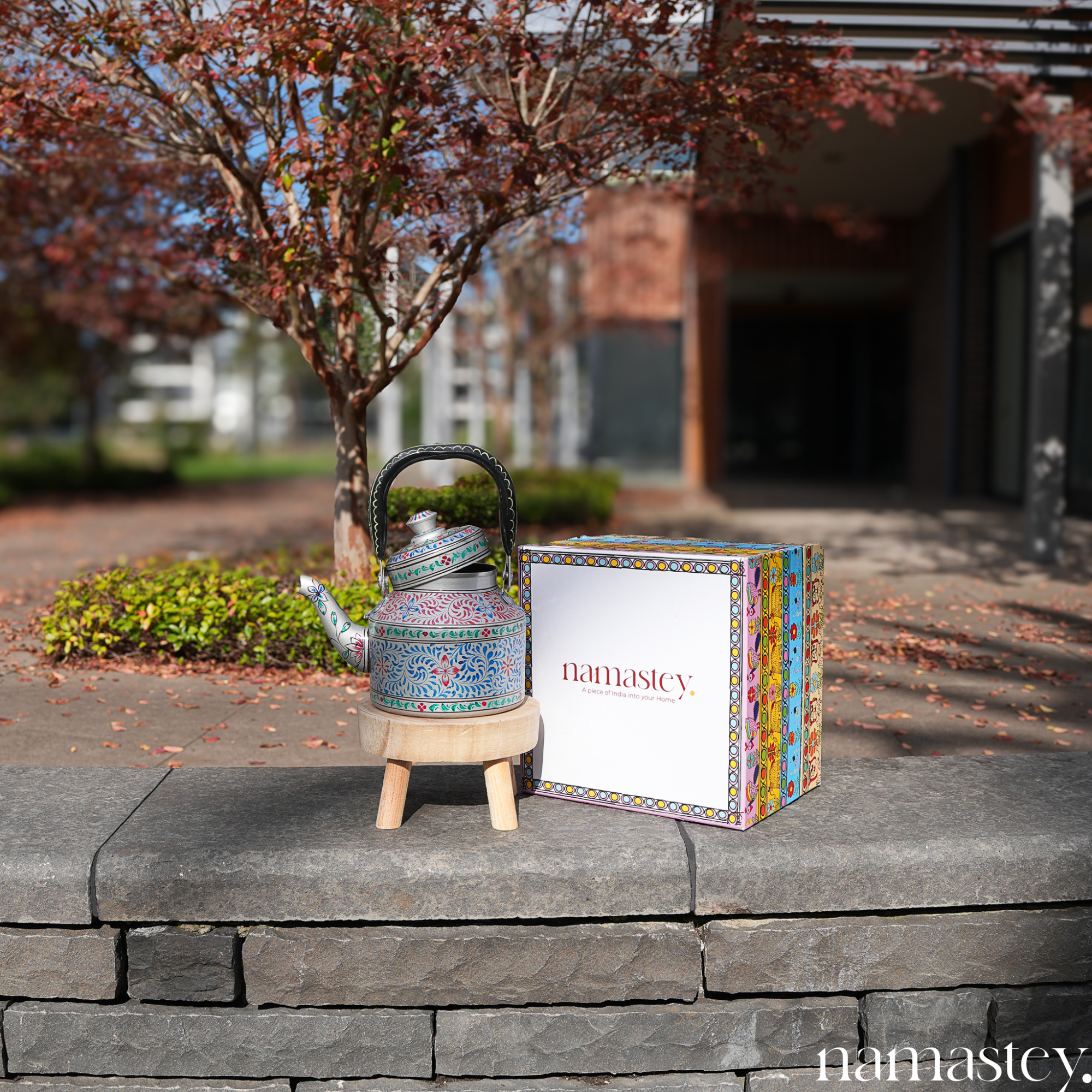 Twilight Fern – Handpainted Stainless Steel Tea Kettle (1L)