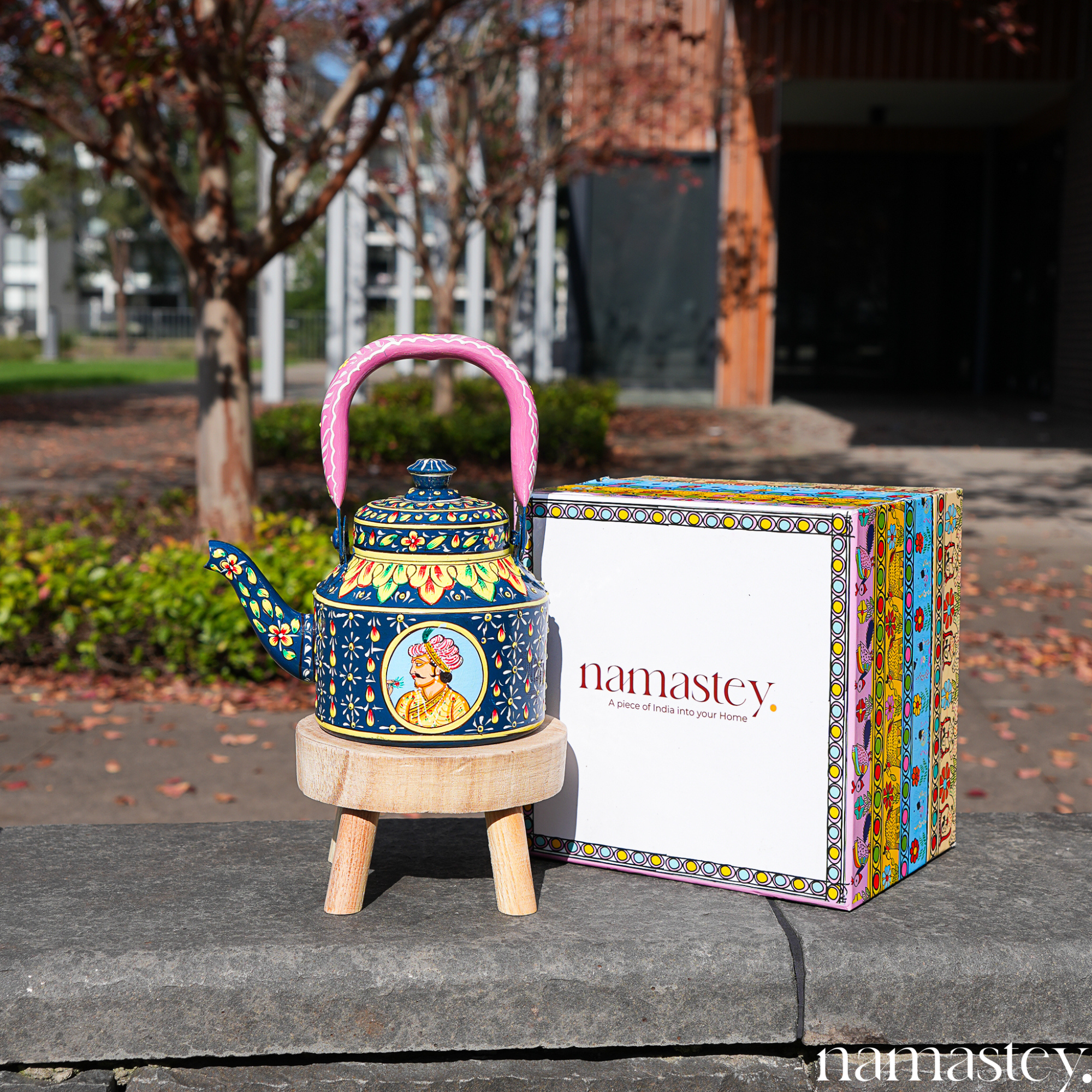 The Royal Bloom – Handpainted Stainless Steel Tea Kettle (1L)