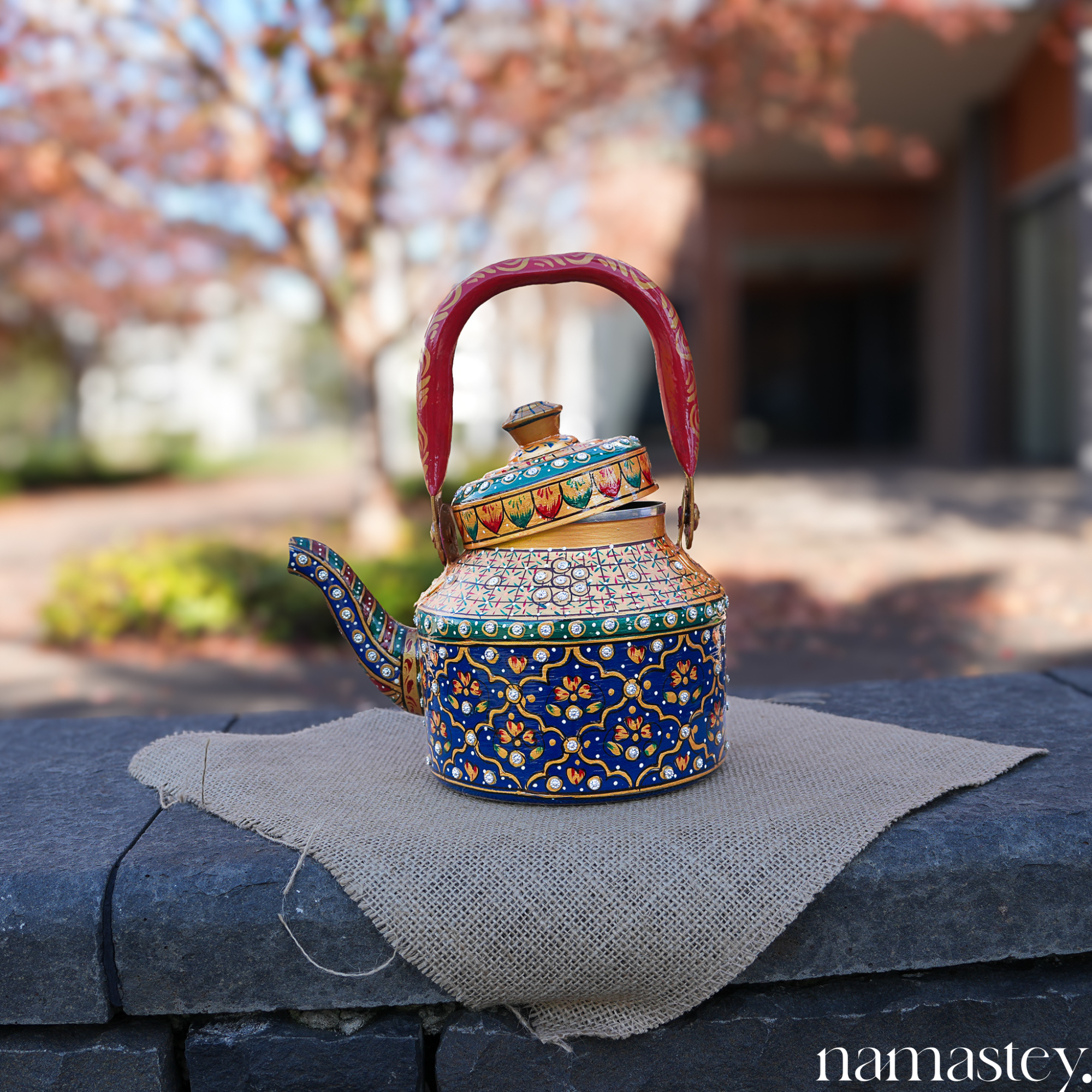 The Rang Mahal – Handpainted Stainless Steel Tea Kettle (1L)