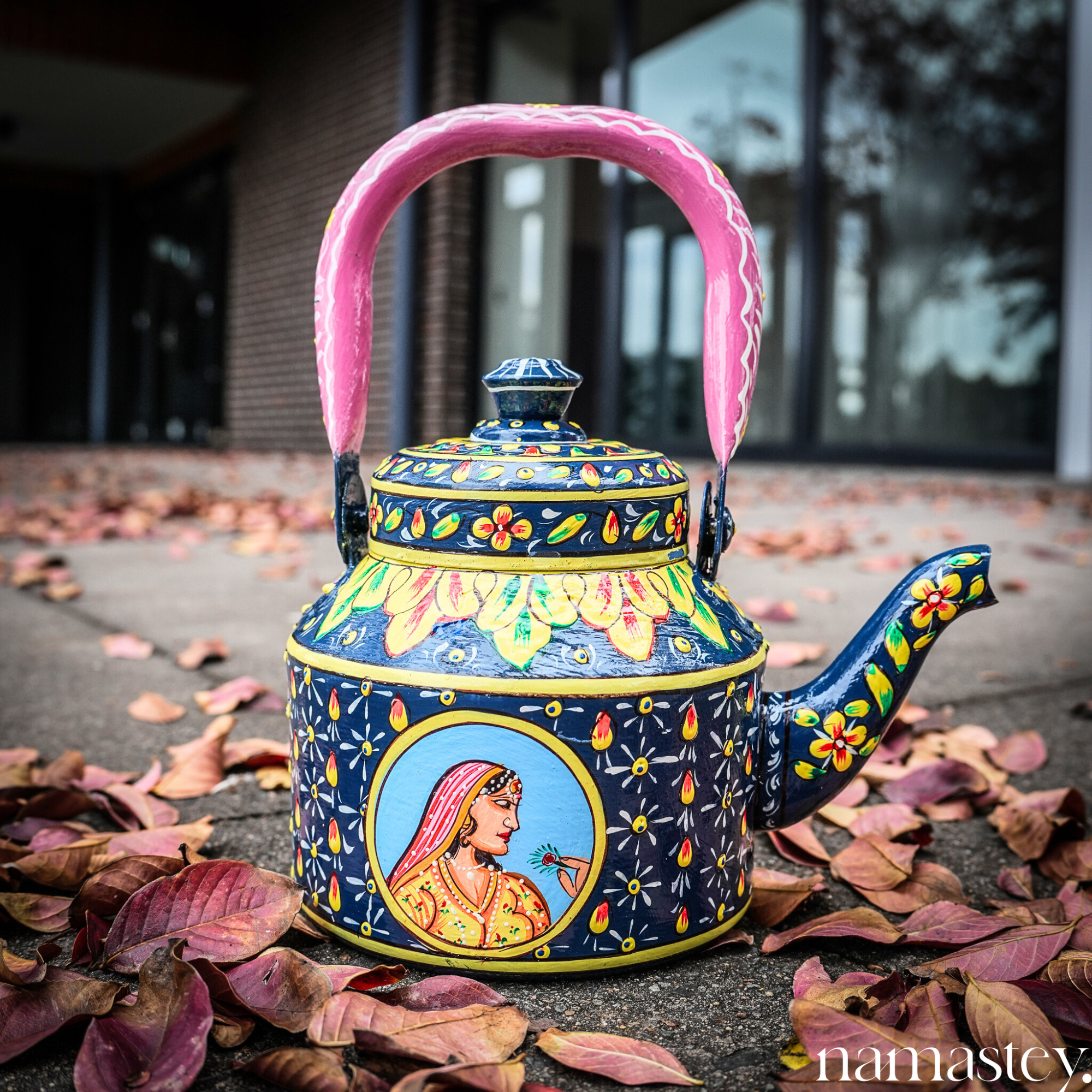 The Royal Bloom – Handpainted Stainless Steel Tea Kettle (1L)
