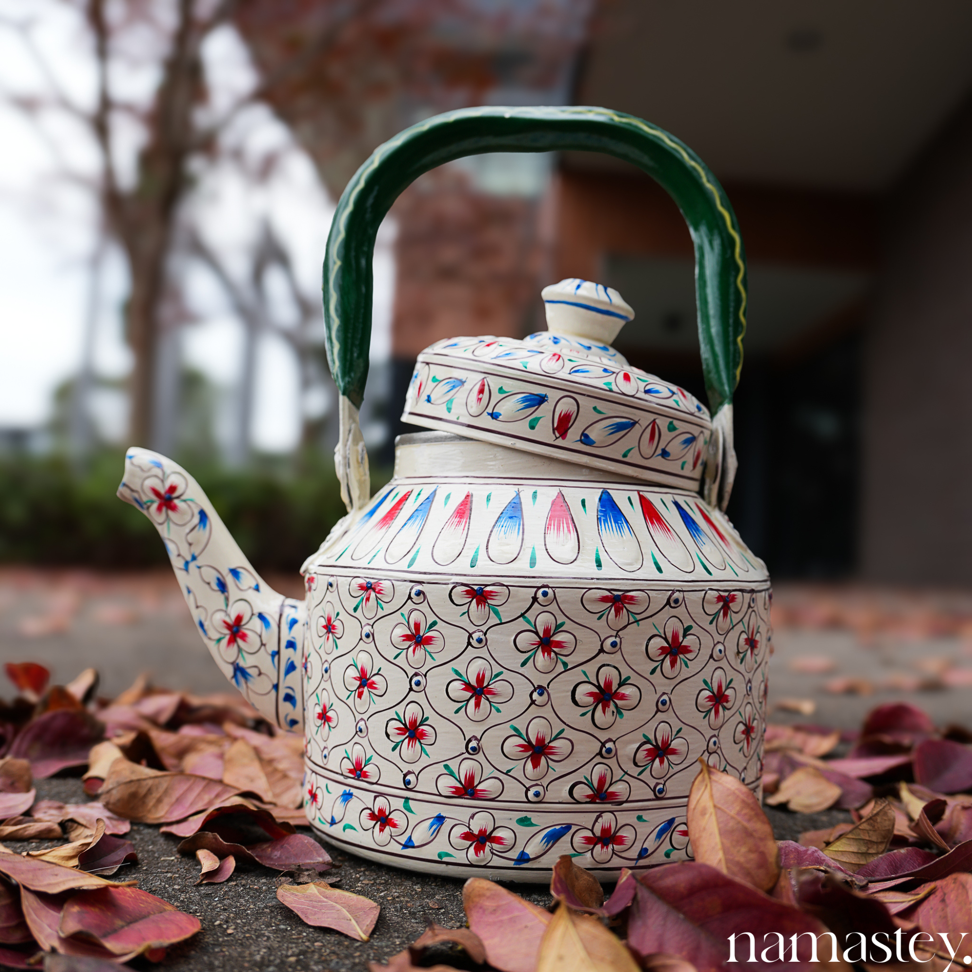 Blush Meadow – Handpainted Stainless Steel Tea Kettle (1L)