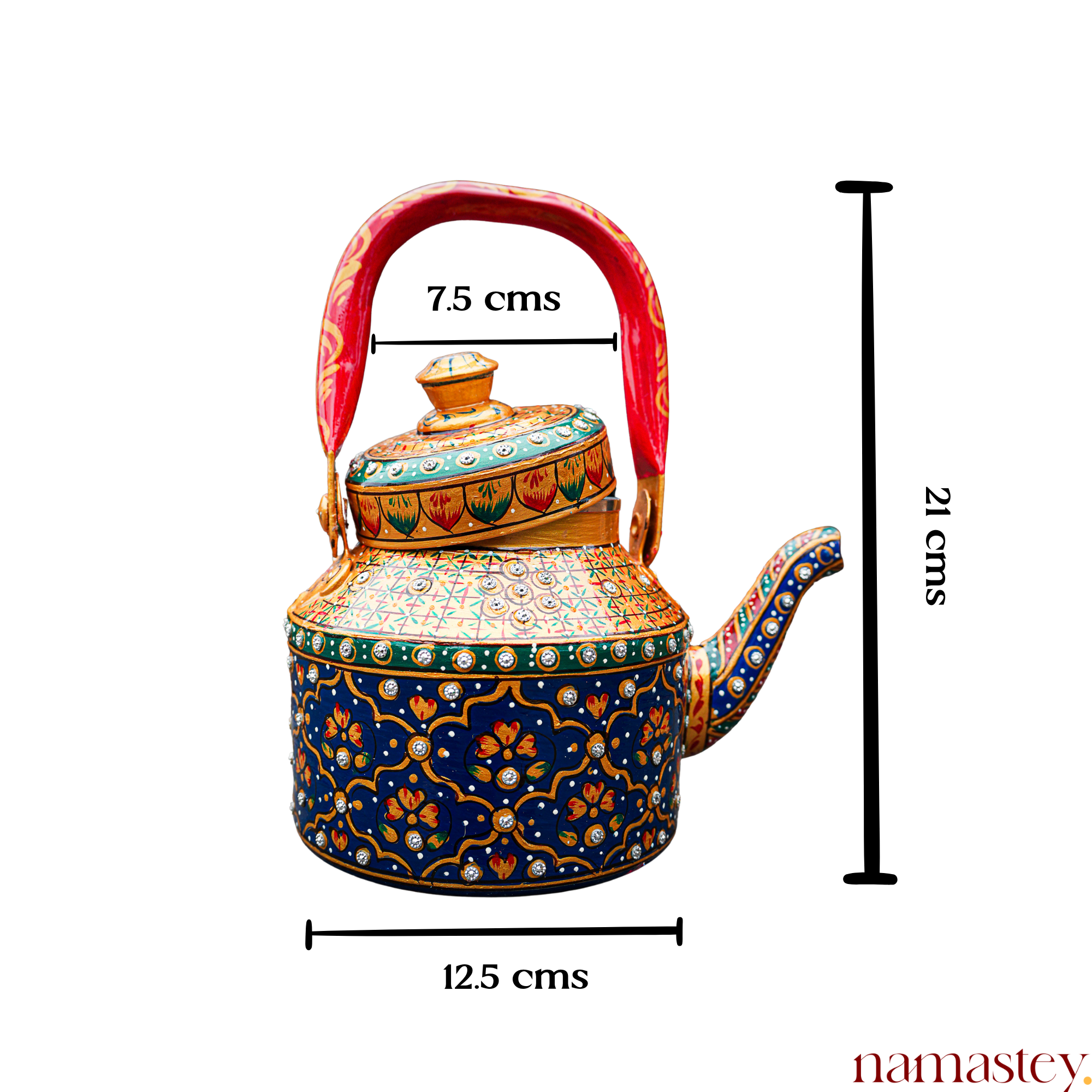 The Rang Mahal – Handpainted Stainless Steel Tea Kettle (1L)