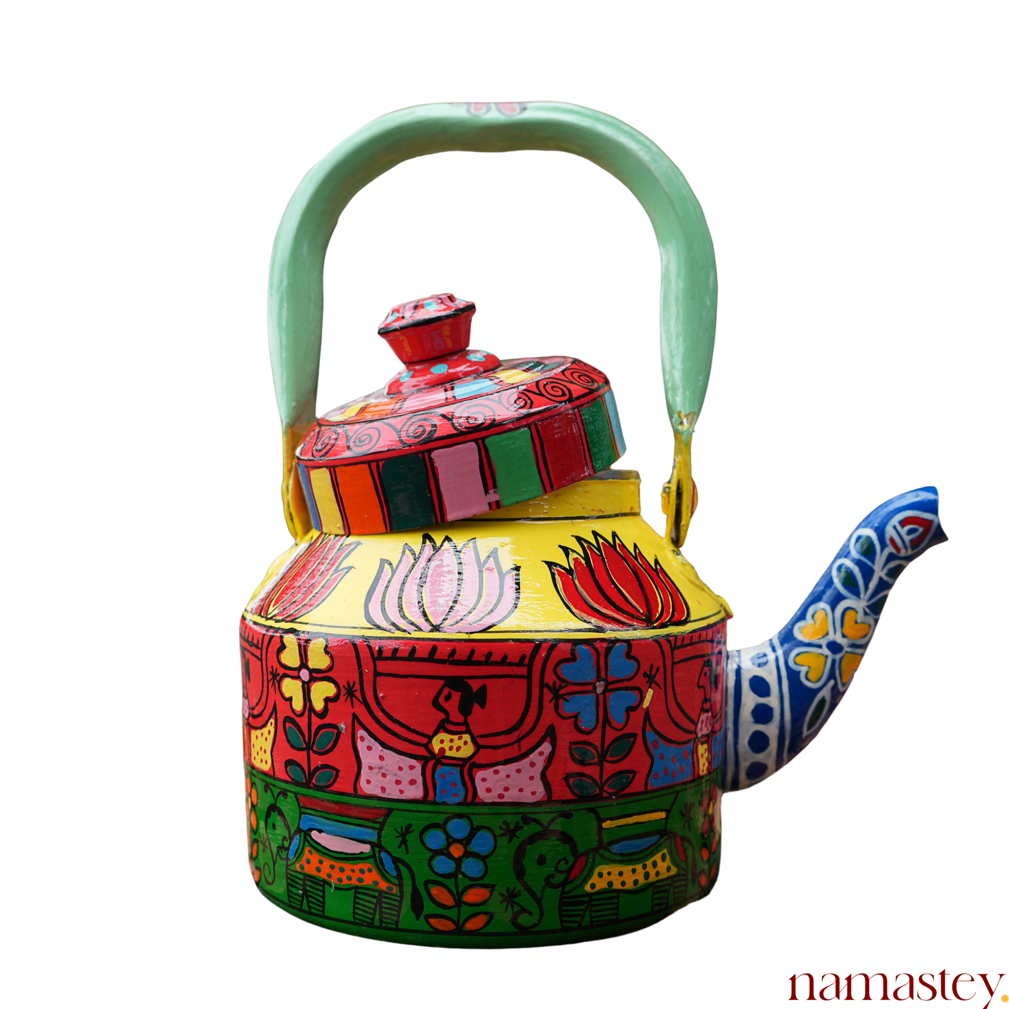 The Bazaar Bloom – Handpainted Stainless Steel Tea Kettle (1L)