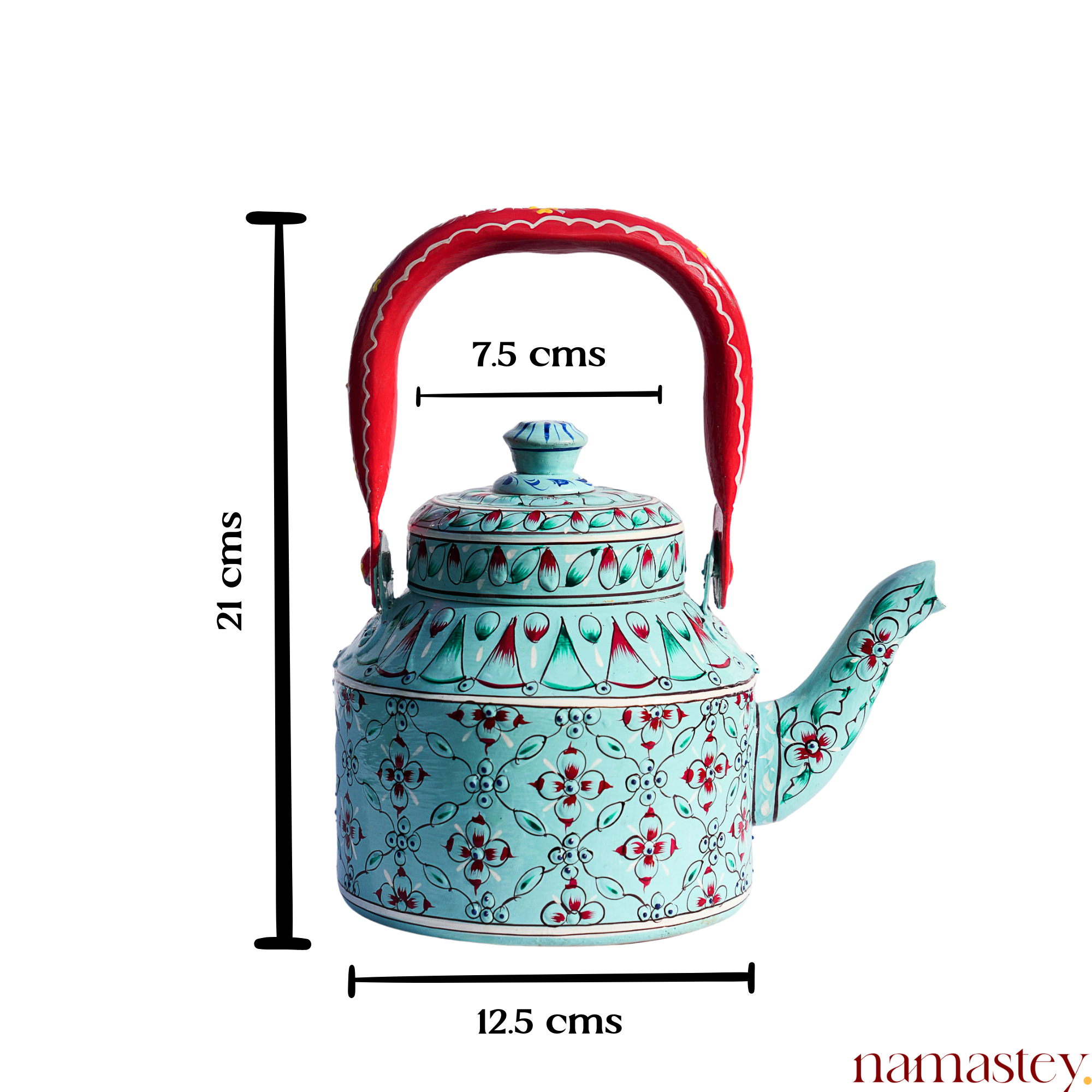 Blue Peony – Handpainted Stainless Steel Tea Kettle (1L)