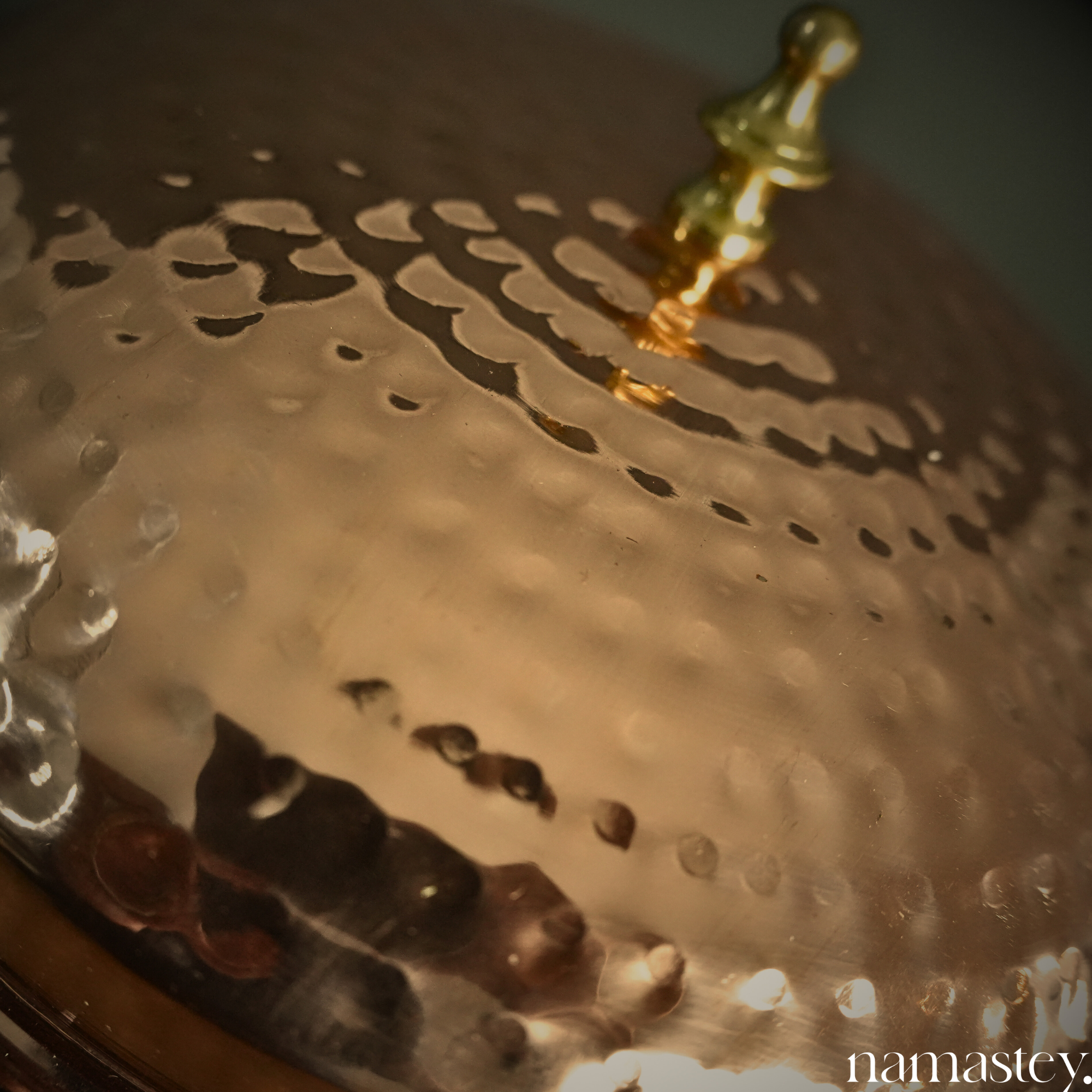 Hammered Copper Water Dispenser with Brass Stand - 8L