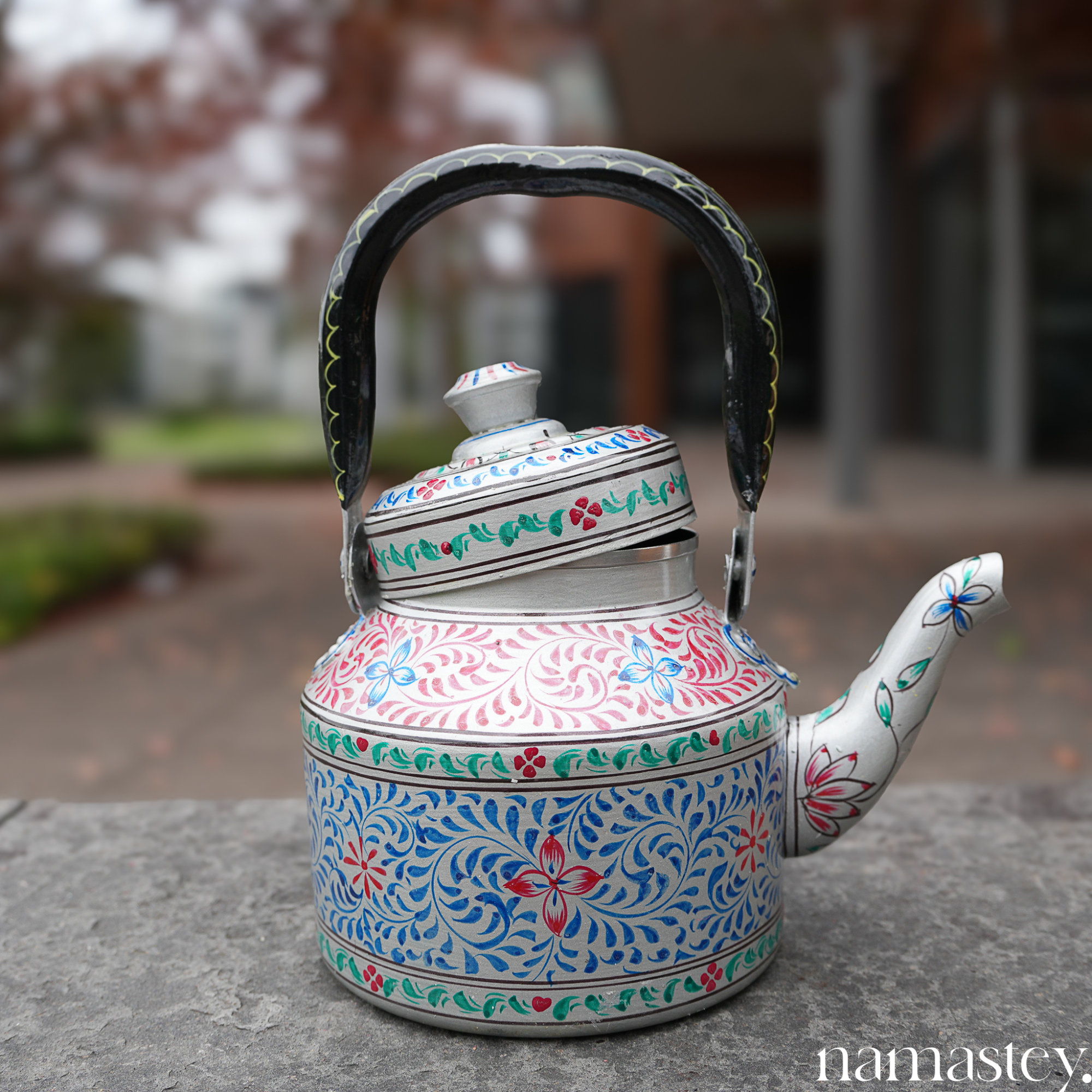 Twilight Fern – Handpainted Stainless Steel Tea Kettle (1L)