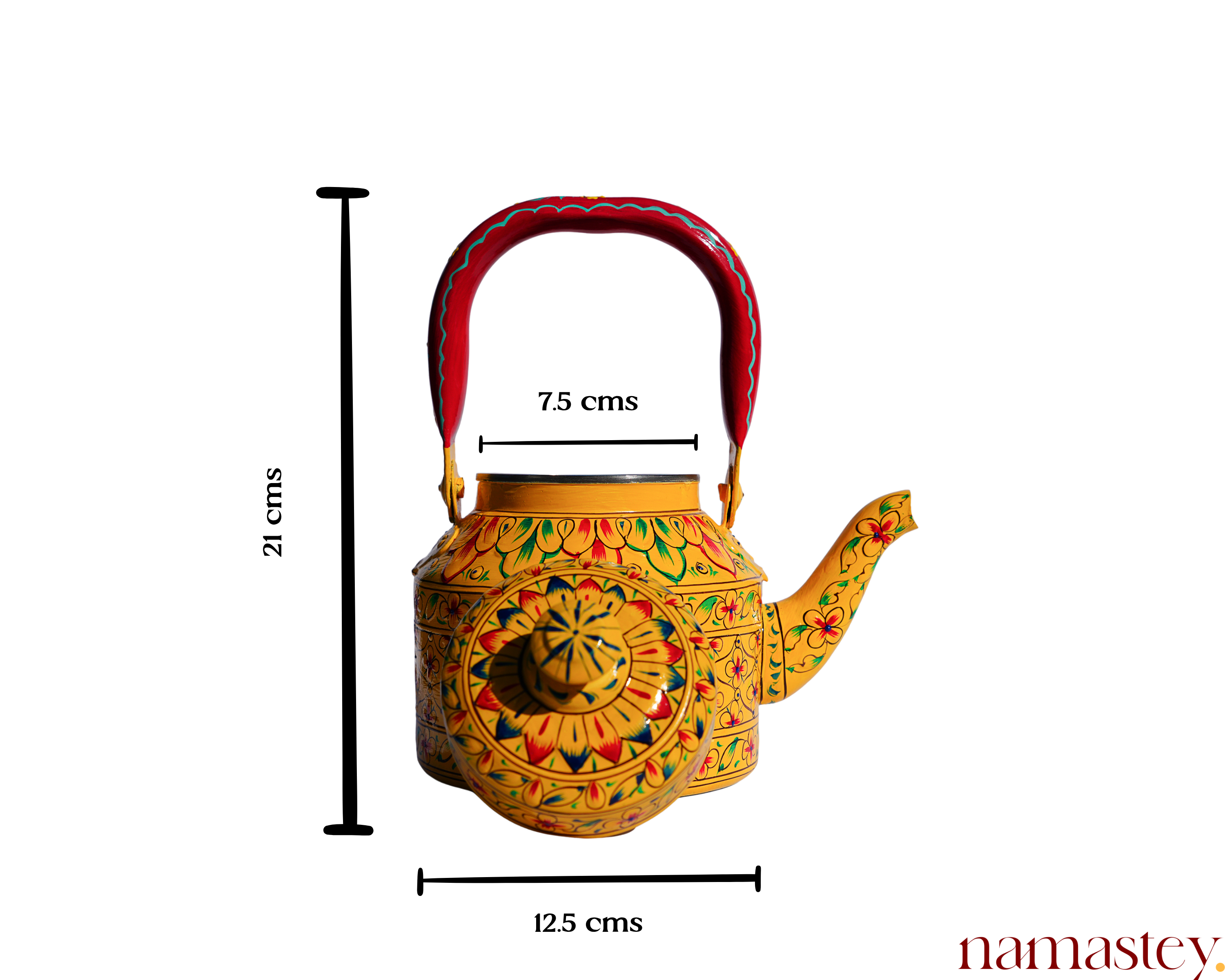 Sunburst Petals – Handpainted Stainless Steel Tea Kettle (1L)