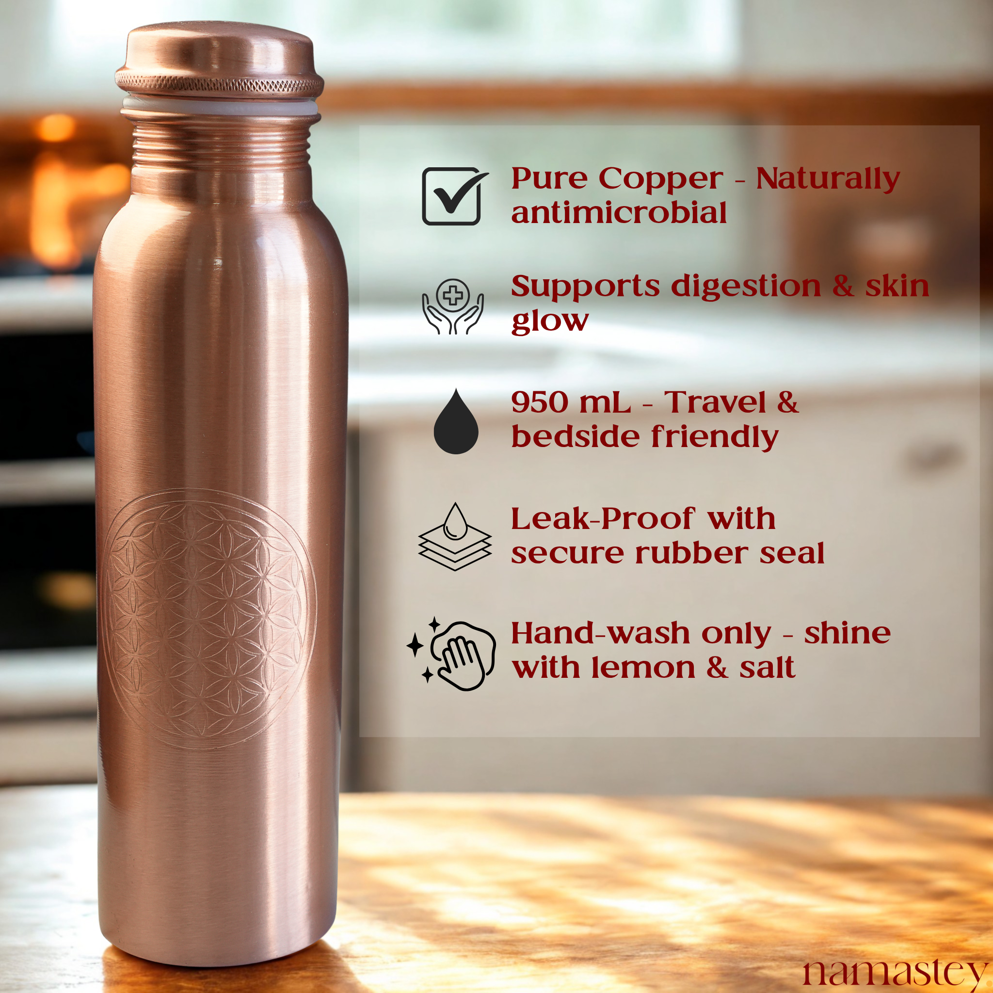 The Matte Artisan Copper Bottle (950ml)
