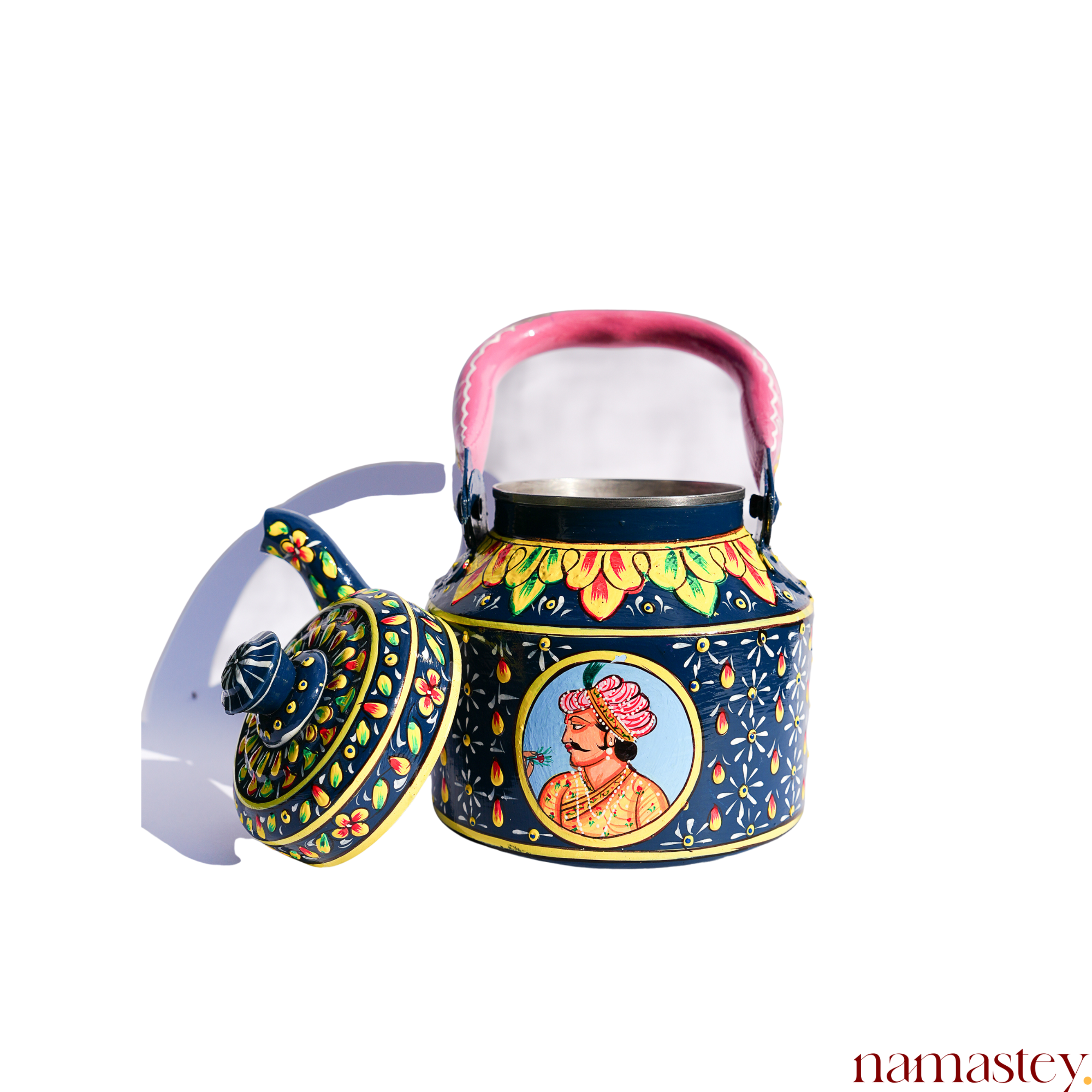 The Royal Bloom – Handpainted Stainless Steel Tea Kettle (1L)