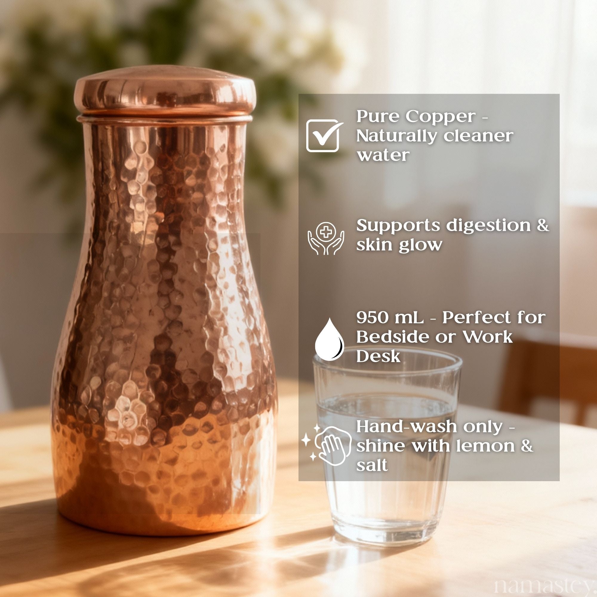 Hammered Pure Copper Carafe (950 mL)