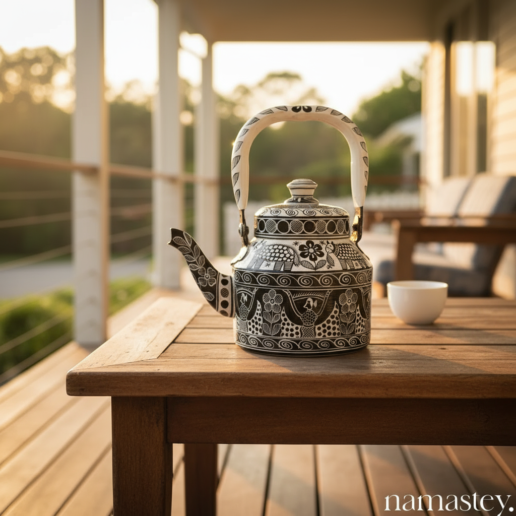 The Monochrome Folk – Handpainted Stainless Steel Tea Kettle (1L)