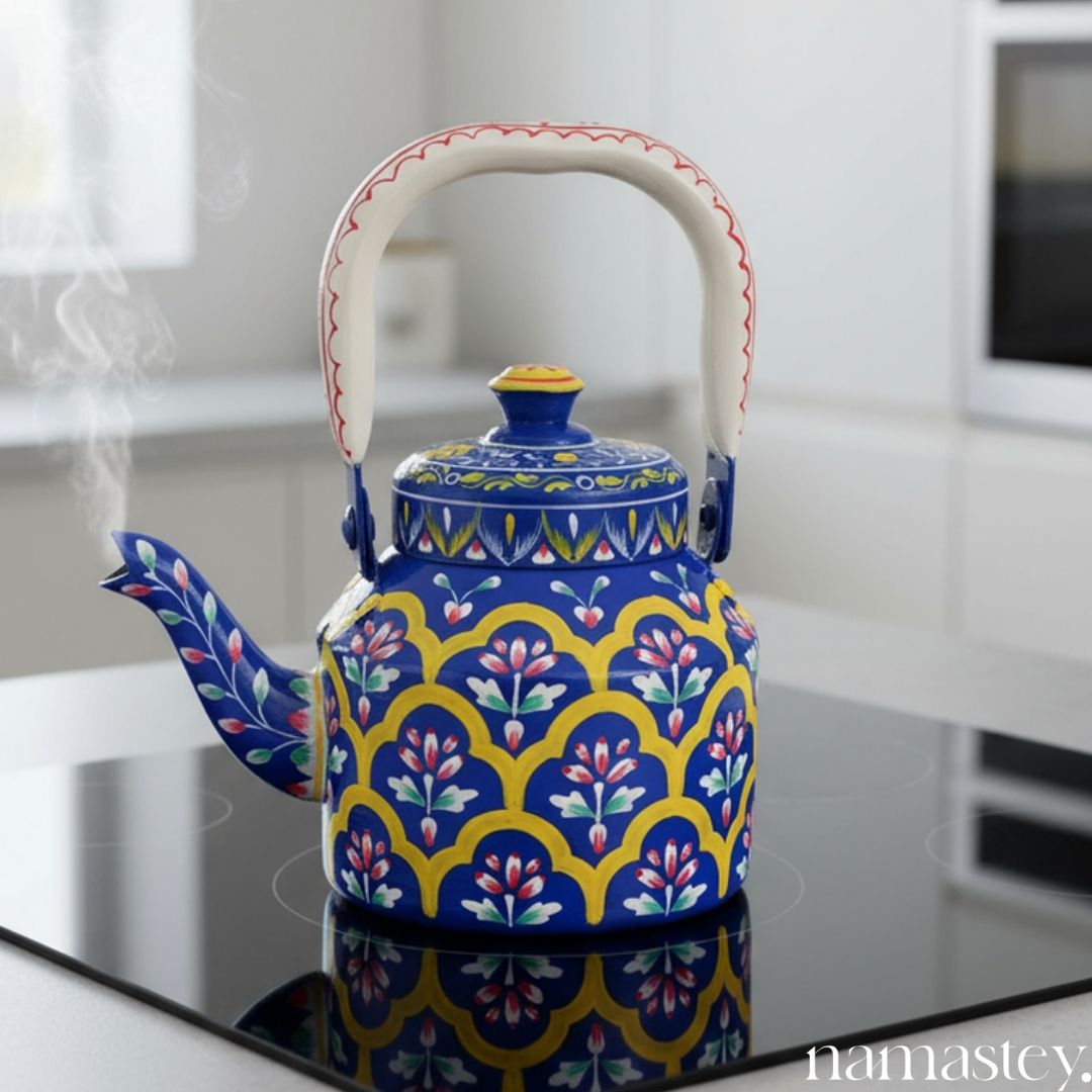 The Indigo Archway – Handpainted Stainless Steel Tea Kettle (1L)