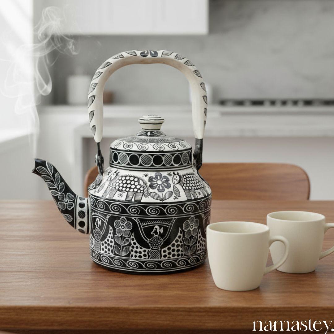 The Monochrome Folk – Handpainted Stainless Steel Tea Kettle (1L)