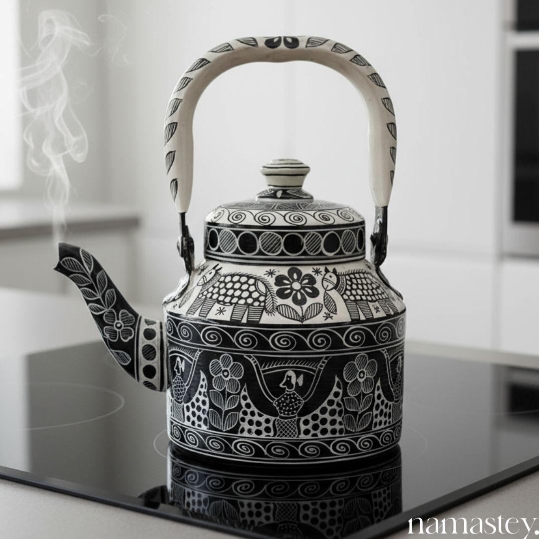 The Monochrome Folk – Handpainted Stainless Steel Tea Kettle (1L)
