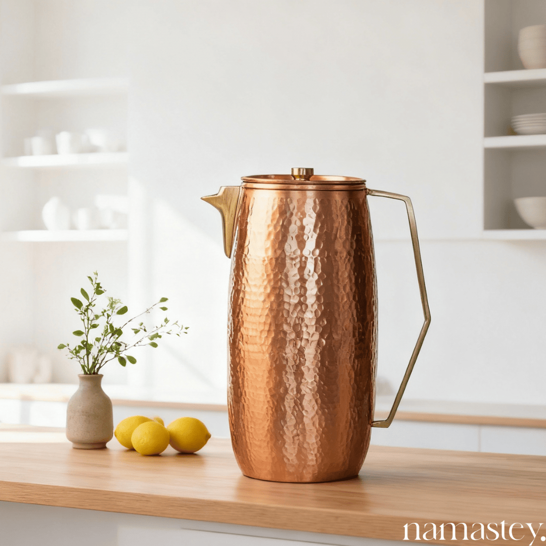 Tānbā Vintage Copper Jug | Cool Water Jug | Metal Jug to Quench Your Thirst, [1.5 Litres]