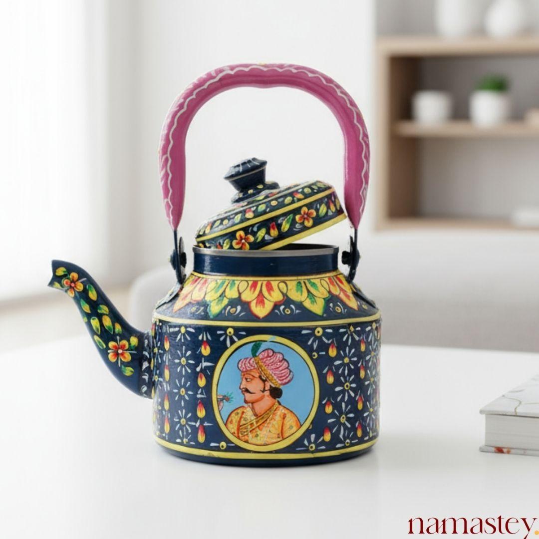 The Royal Bloom – Handpainted Stainless Steel Tea Kettle (1L)
