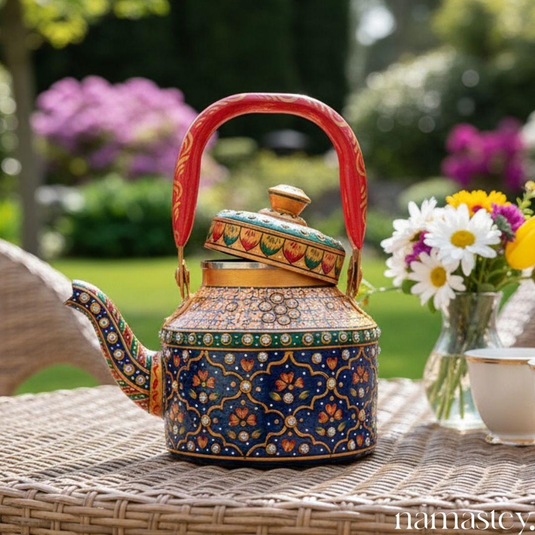 The Rang Mahal – Handpainted Stainless Steel Tea Kettle (1L)