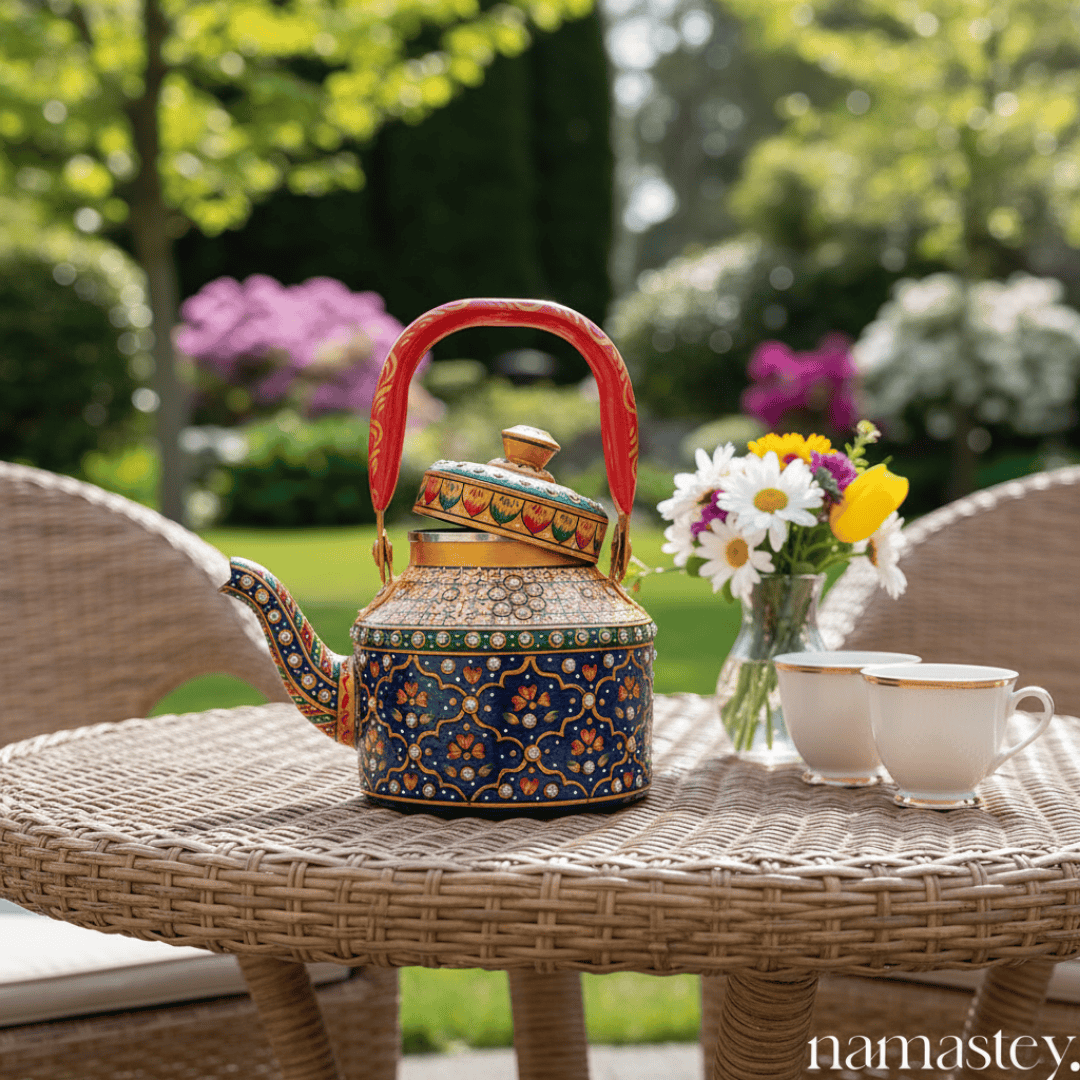 The Rang Mahal – Handpainted Stainless Steel Tea Kettle (1L)
