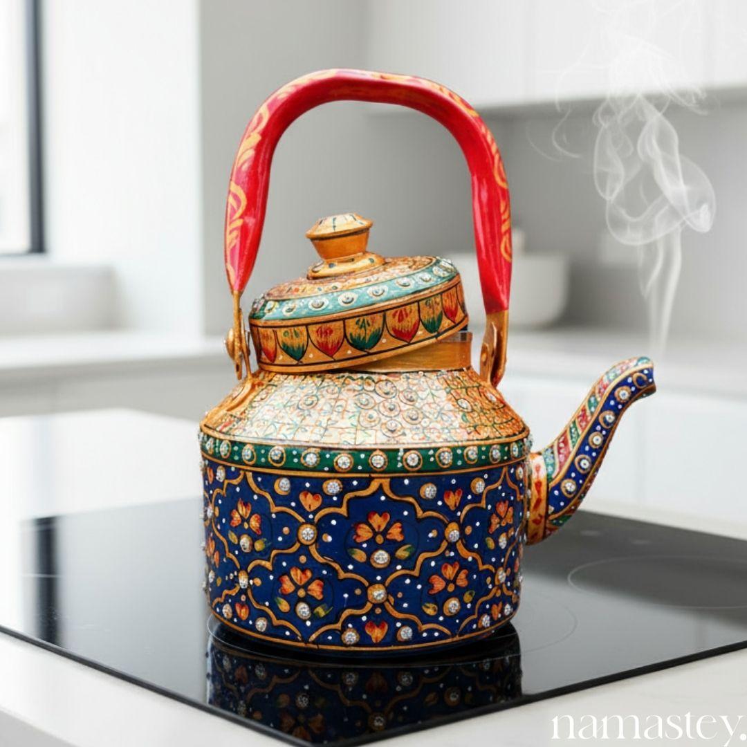 The Rang Mahal – Handpainted Stainless Steel Tea Kettle (1L)