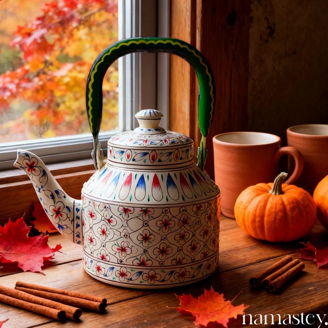 Blush Meadow – Handpainted Stainless Steel Tea Kettle (1L)