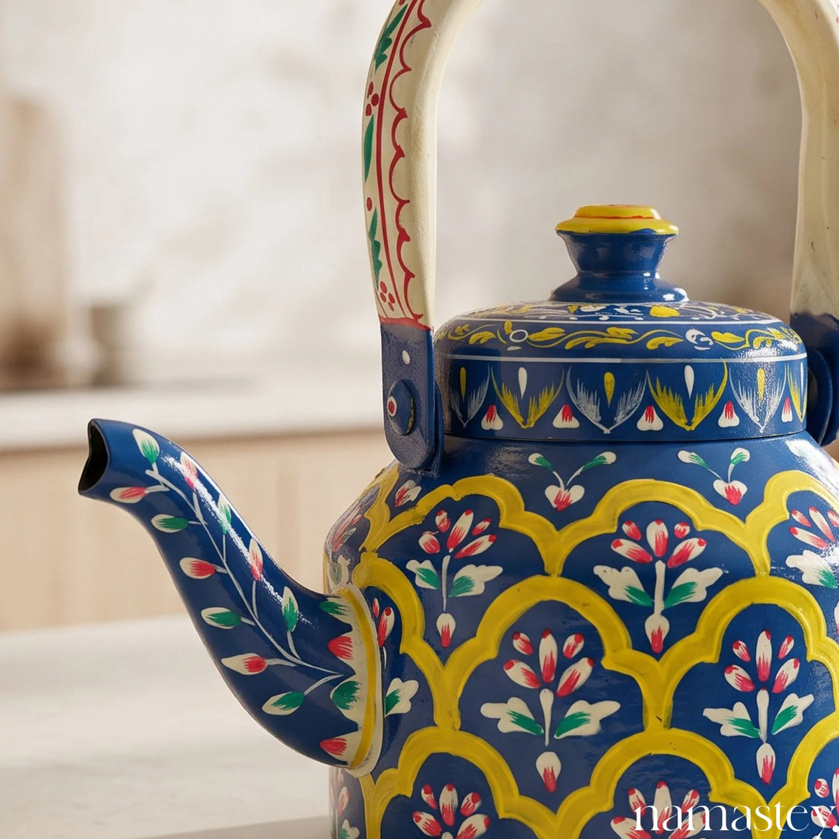 The Indigo Archway – Handpainted Stainless Steel Tea Kettle (1L)