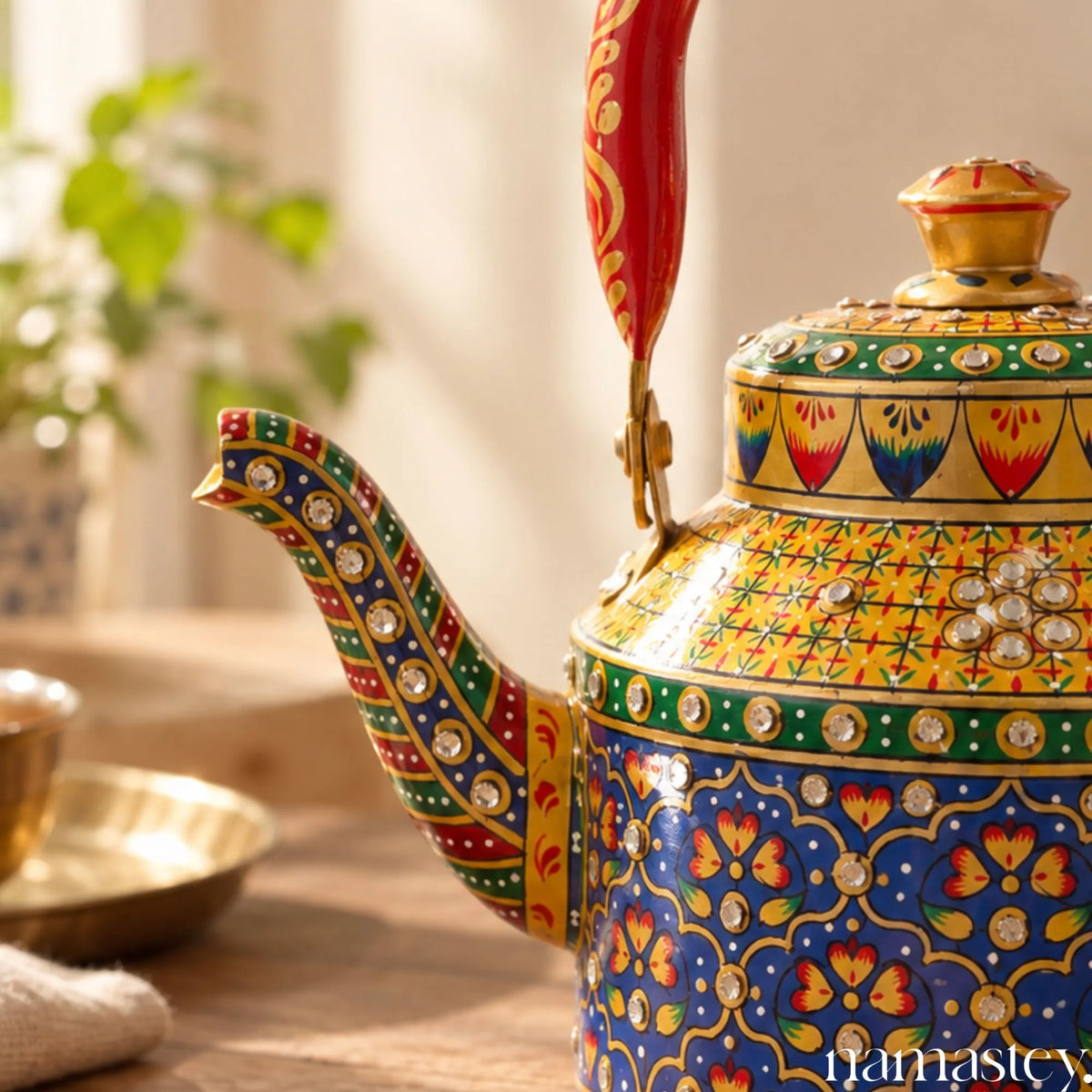 The Rang Mahal – Handpainted Stainless Steel Tea Kettle (1L)