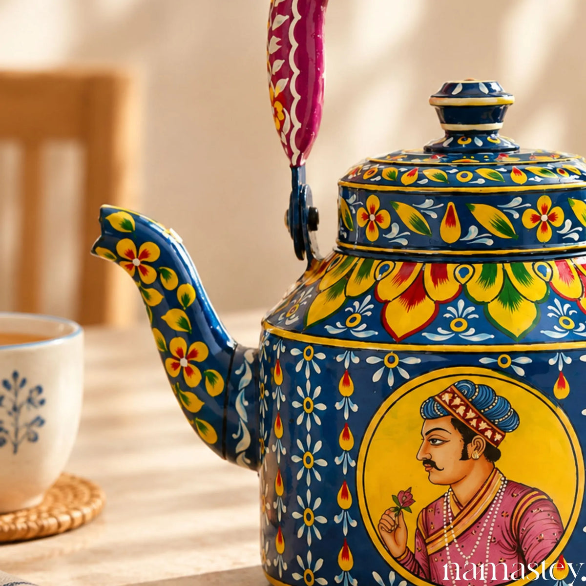 The Royal Bloom – Handpainted Stainless Steel Tea Kettle (1L)