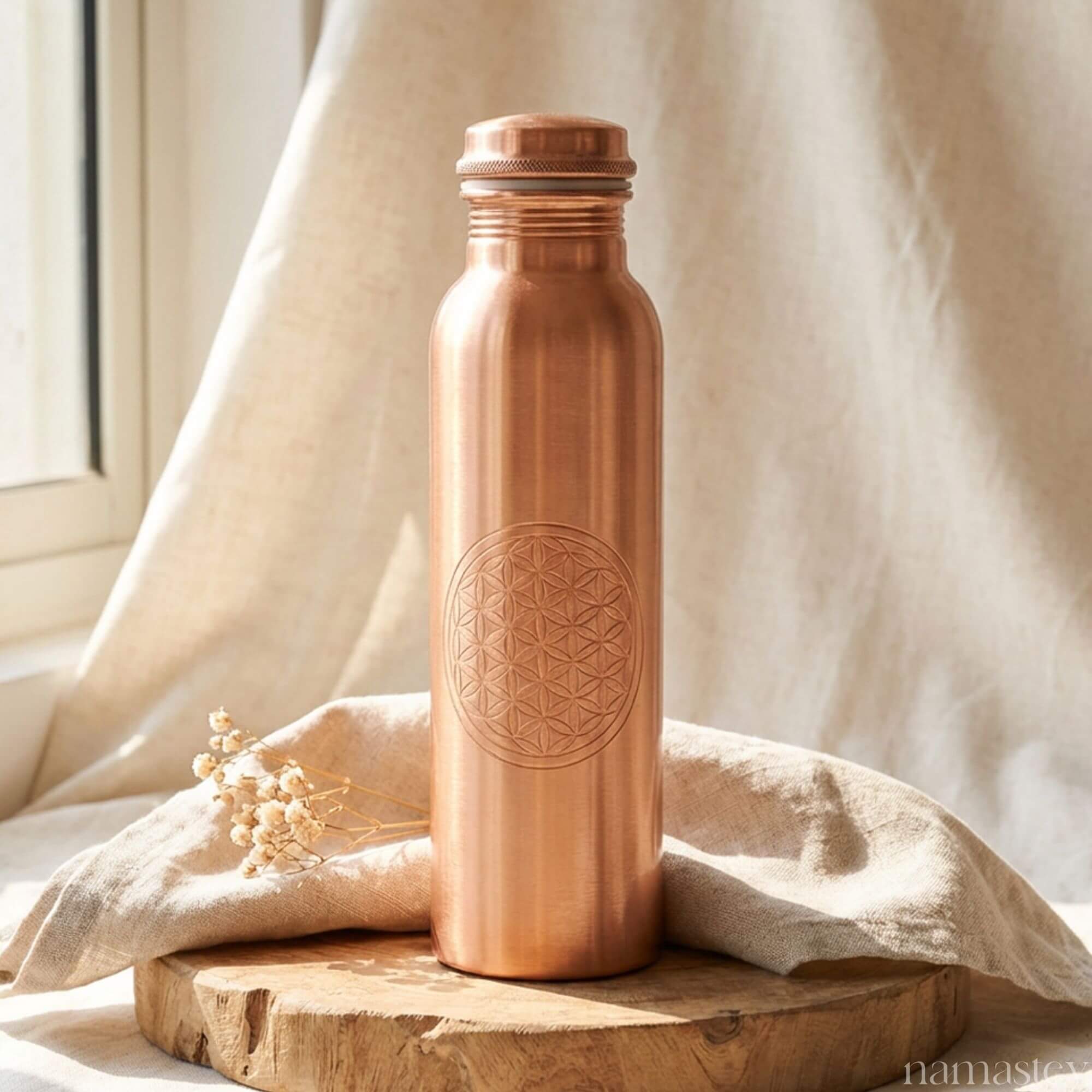 Pure Copper Water Bottle with Artisan Design | 950 ml