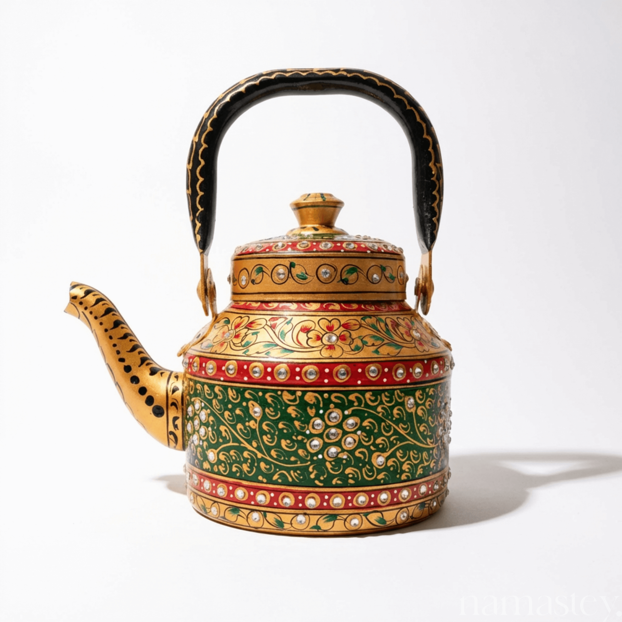 The Royal Courtyard – Handpainted Stainless Steel Tea Kettle (1L)