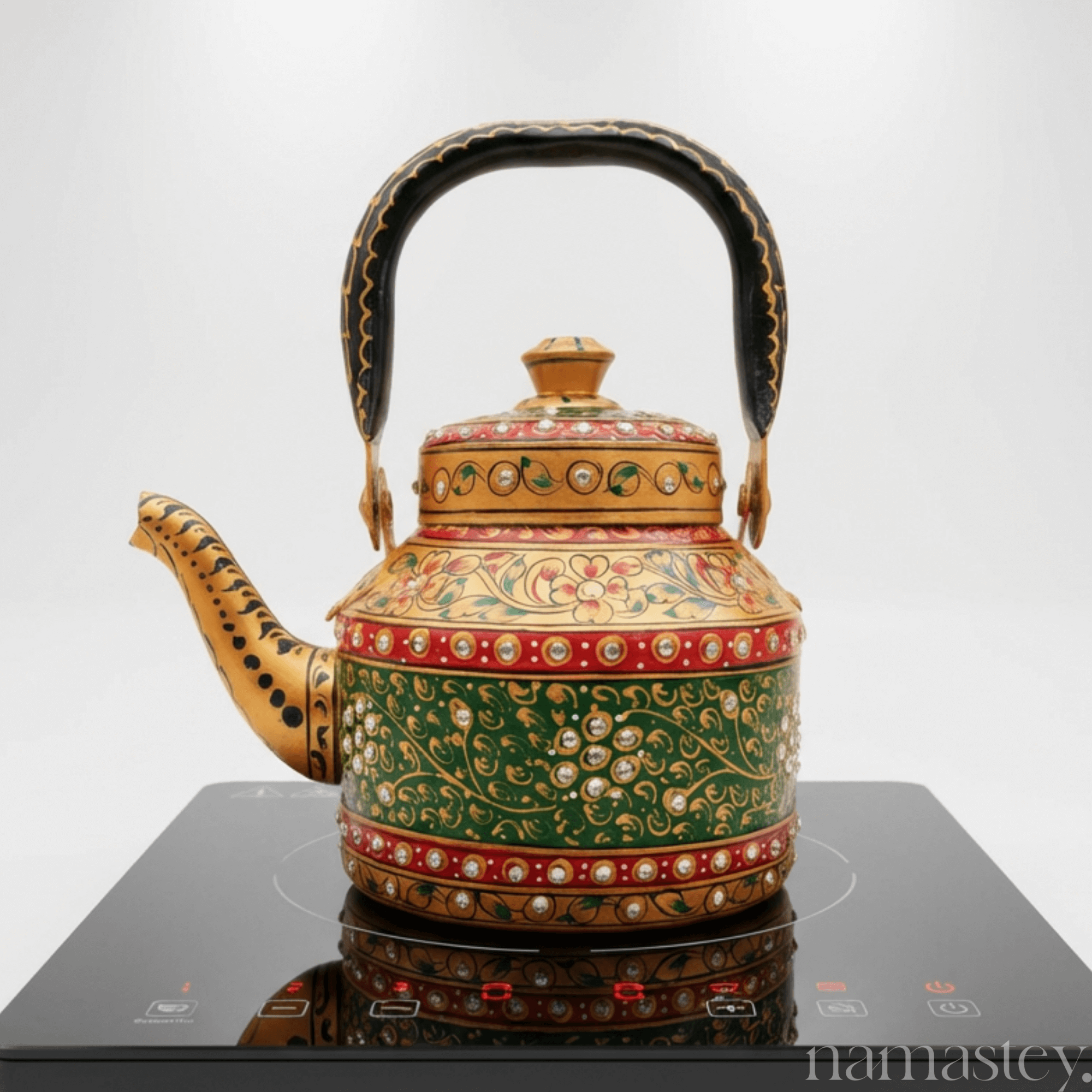 The Royal Courtyard – Handpainted Stainless Steel Tea Kettle (1L)
