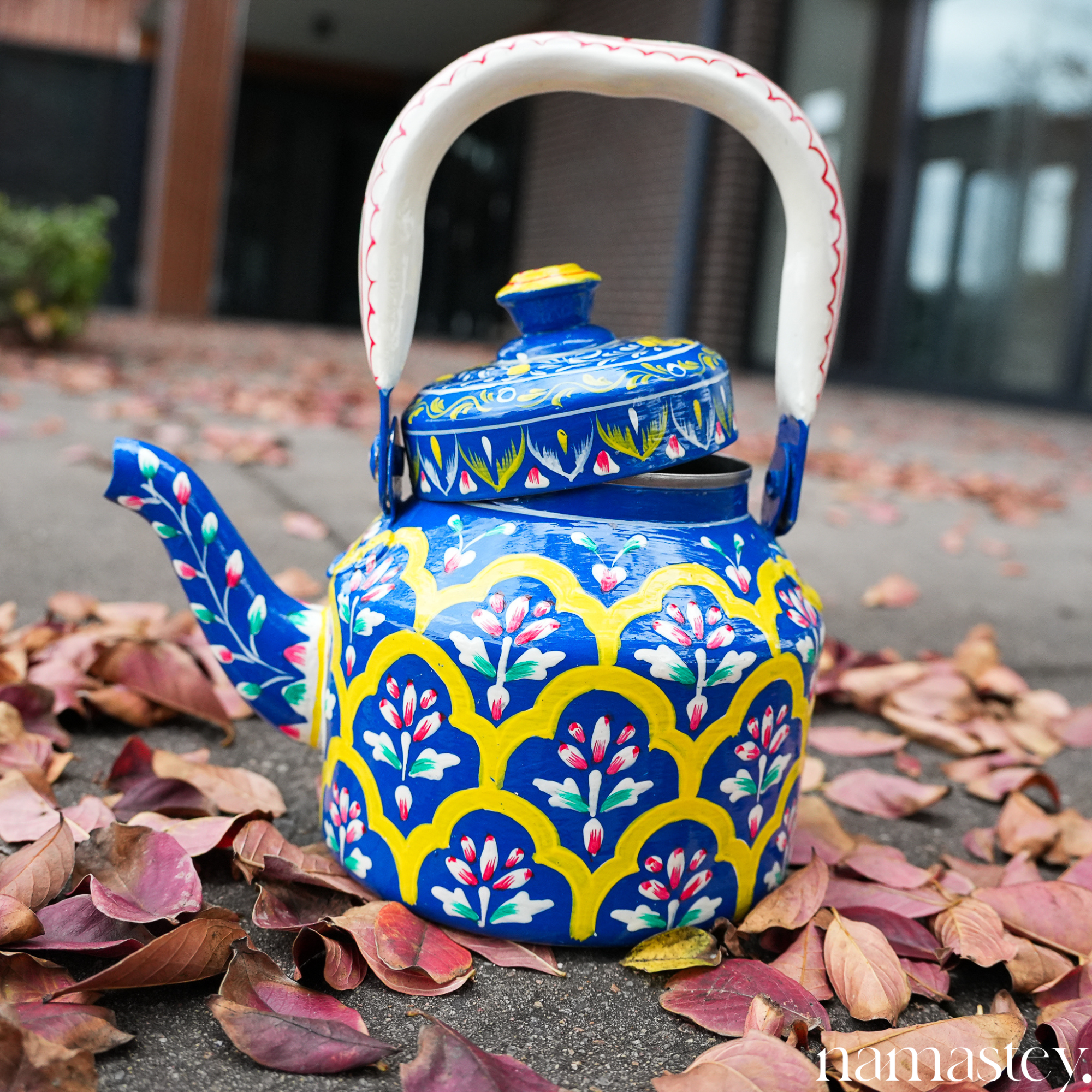 The Indigo Archway – Handpainted Stainless Steel Tea Kettle (1L)