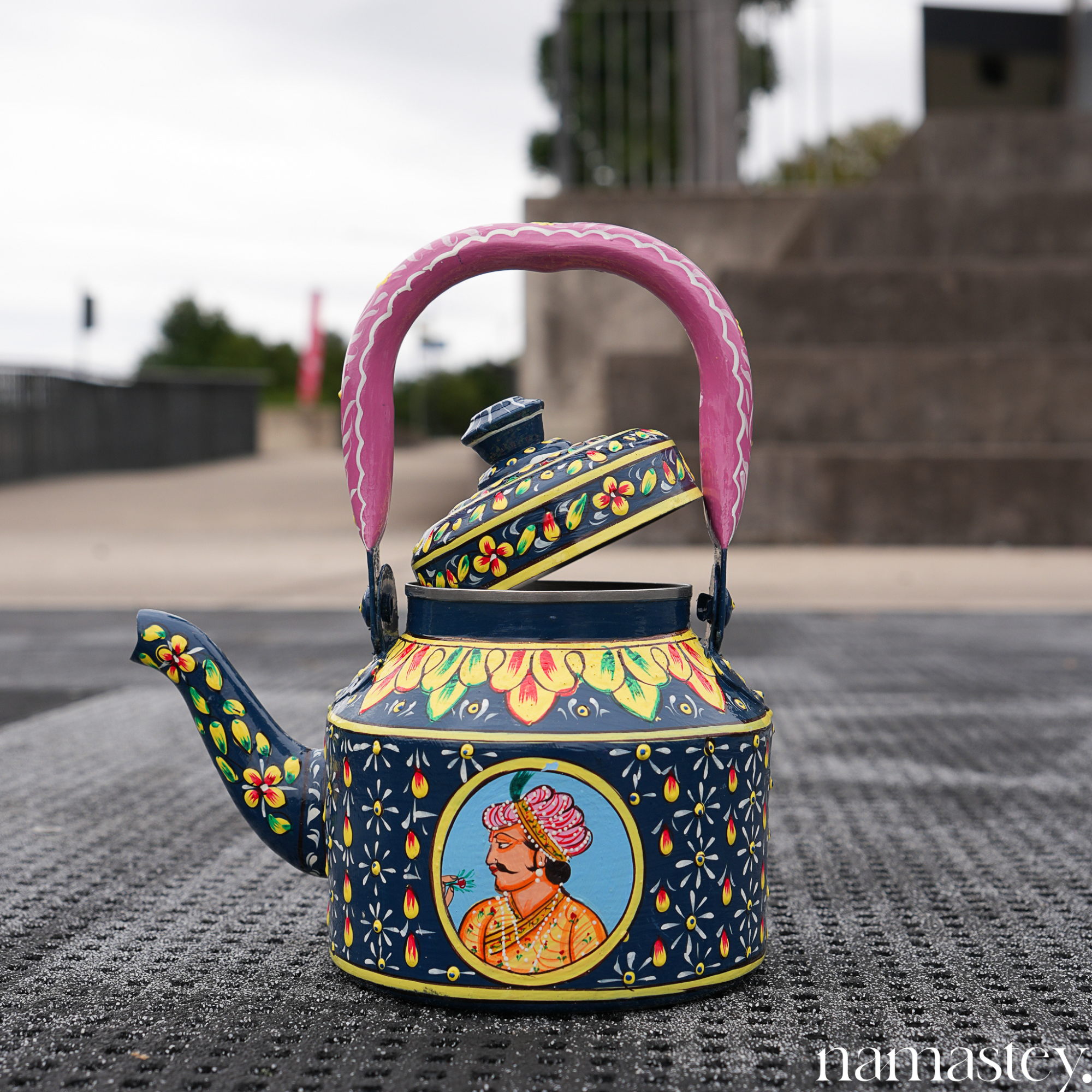 The Royal Bloom – Handpainted Stainless Steel Tea Kettle (1L)