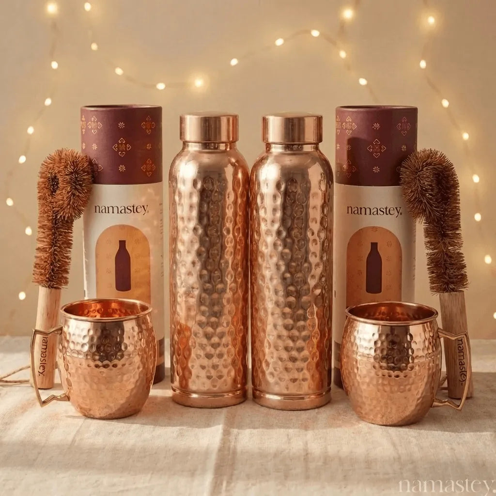The Daily Ritual Set — Copper Bottles + Mule Mugs Bundle