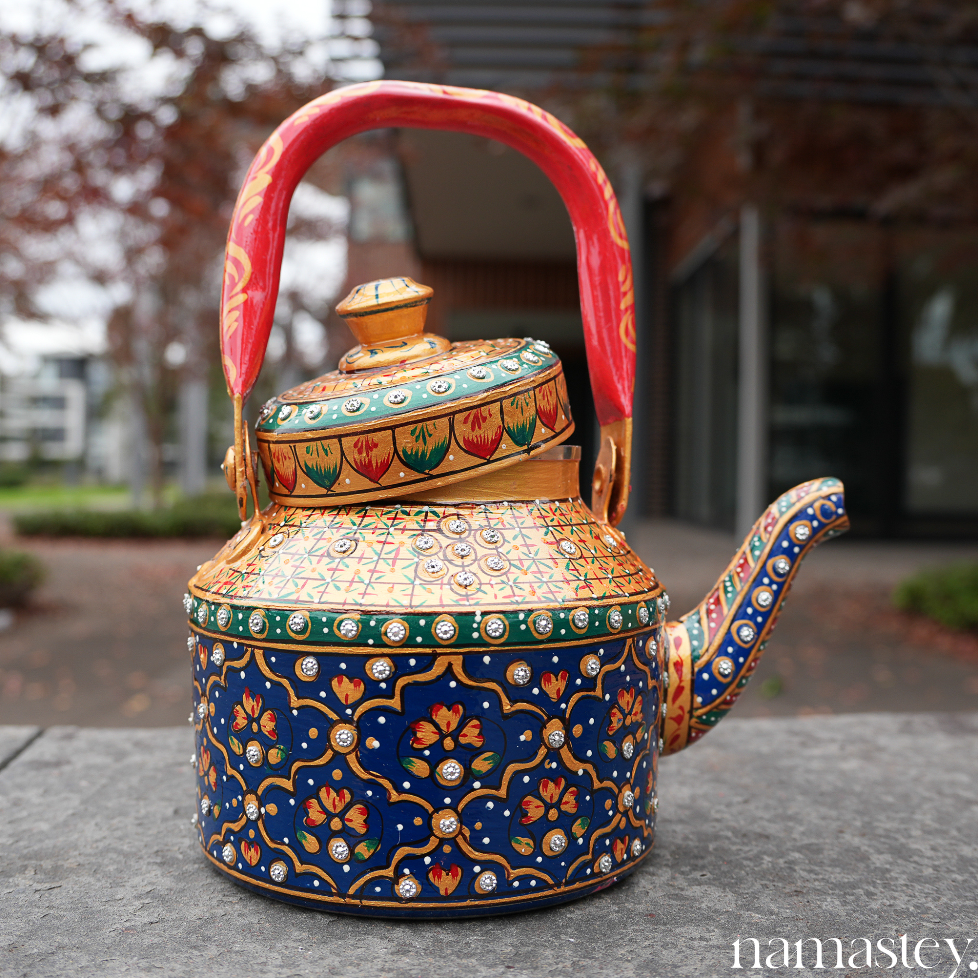 The Rang Mahal – Handpainted Stainless Steel Tea Kettle (1L)
