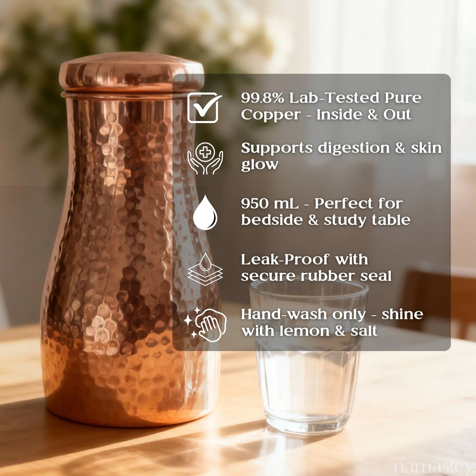 Hammered Pure Copper Carafe (950 mL)