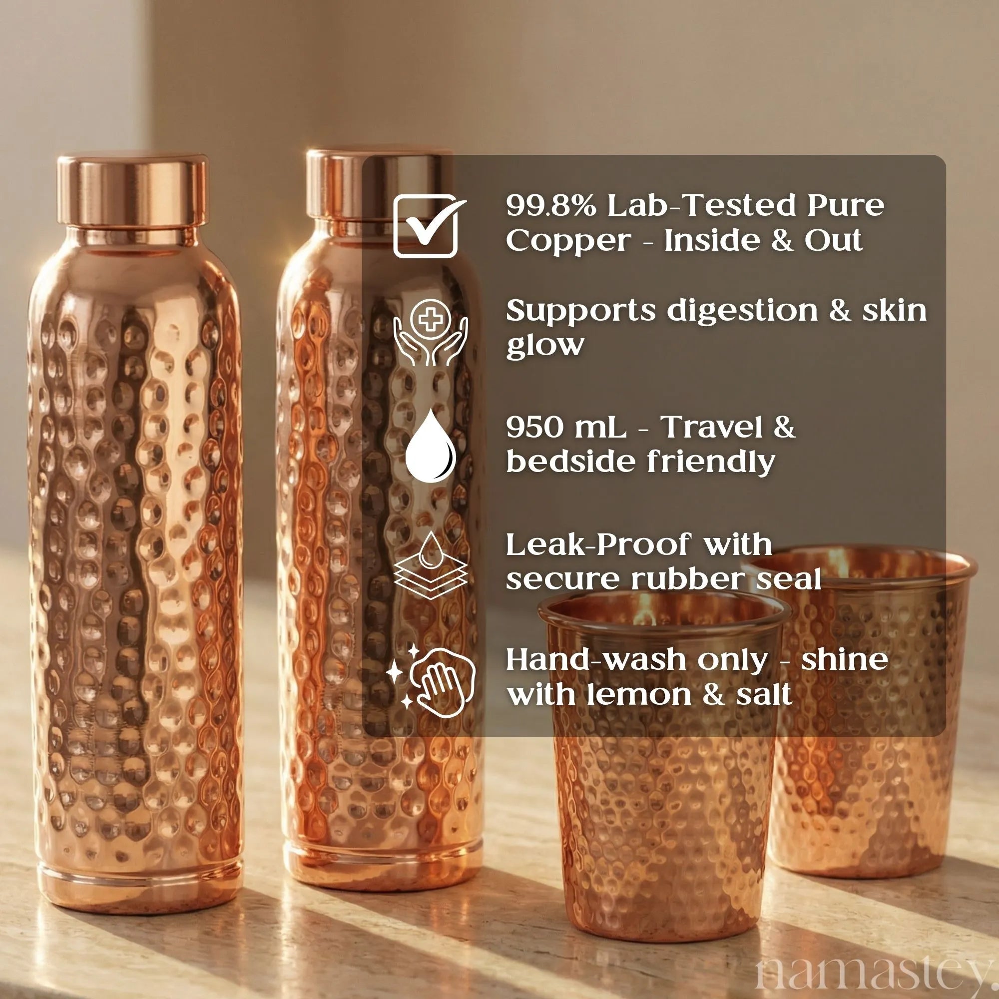 The Classic Hammered Copper Bottle (950ml)