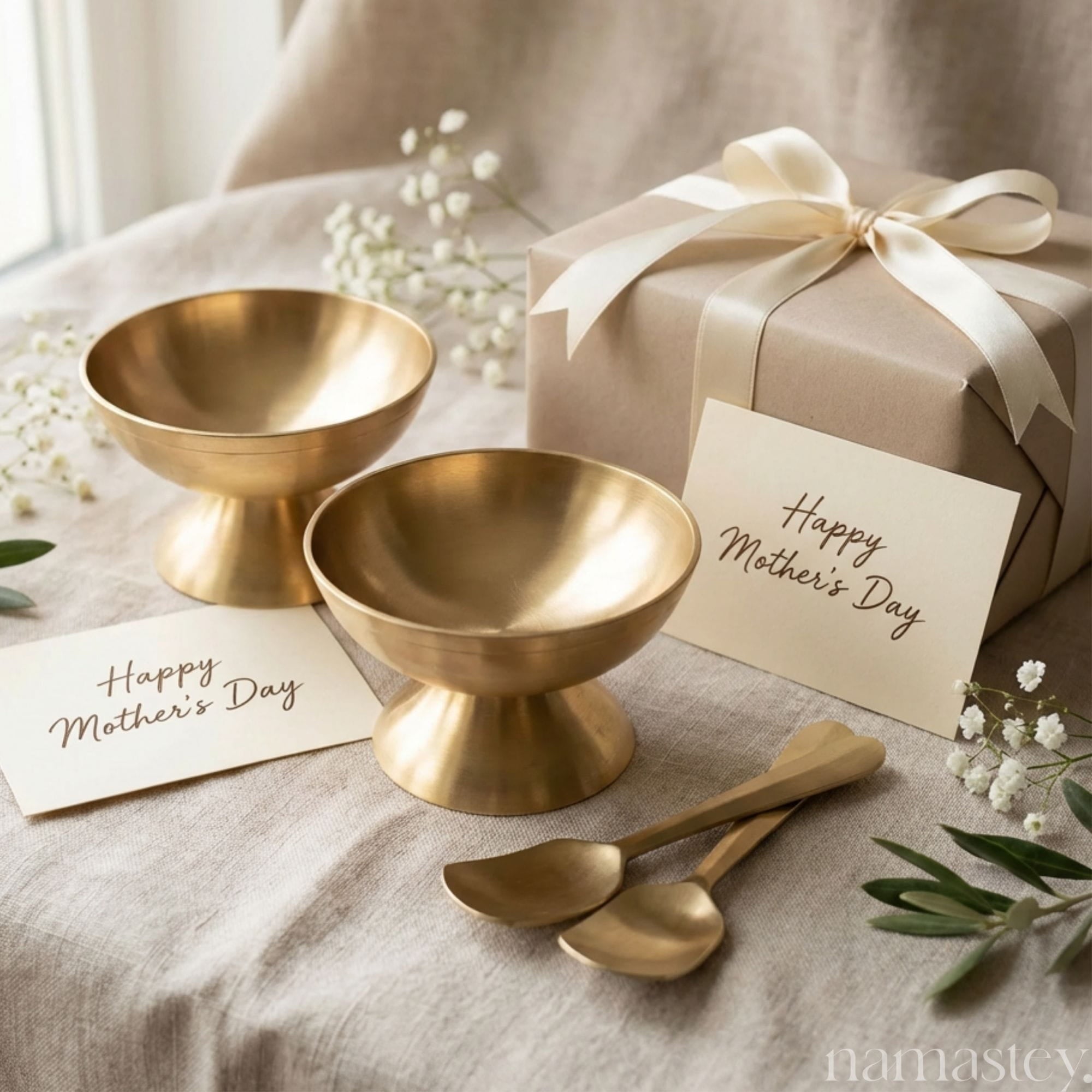 Kansa Bronze Dessert Bowl Set - 2 Bowls + 2 Spoons