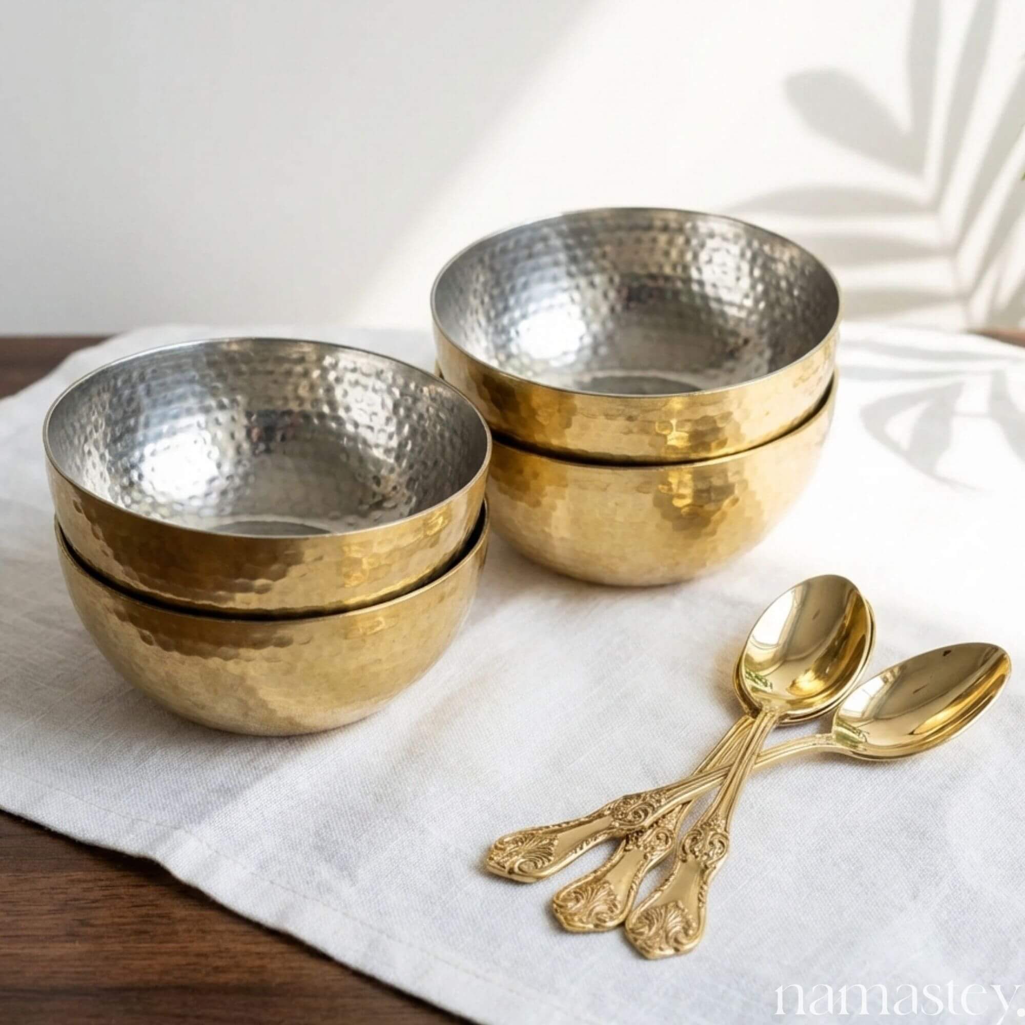 The Artisan Table — Brass Bowls & Spoons Set