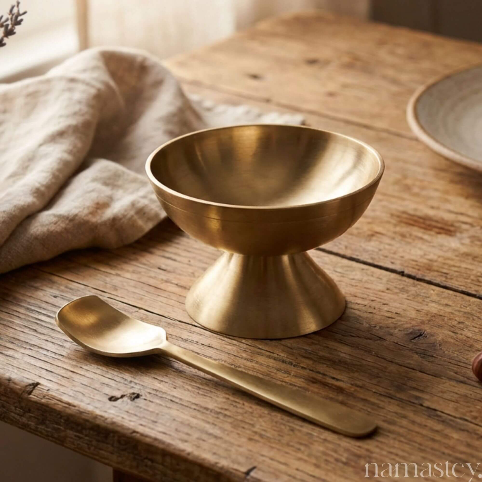 The Golden Hour Set - Bronze Dessert Bowls & Spoons | Set of 4