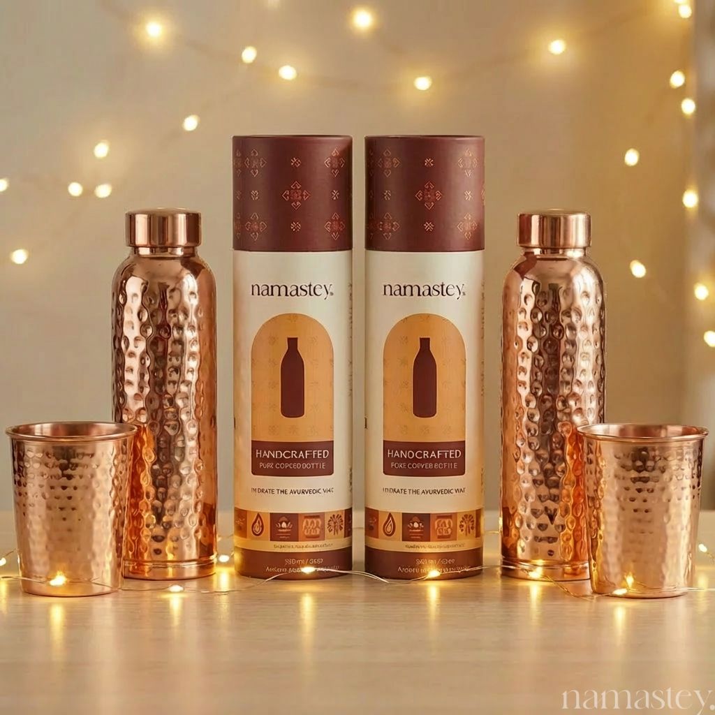The Morning Ritual Set — Copper Bottles + Copper Glasses (2)