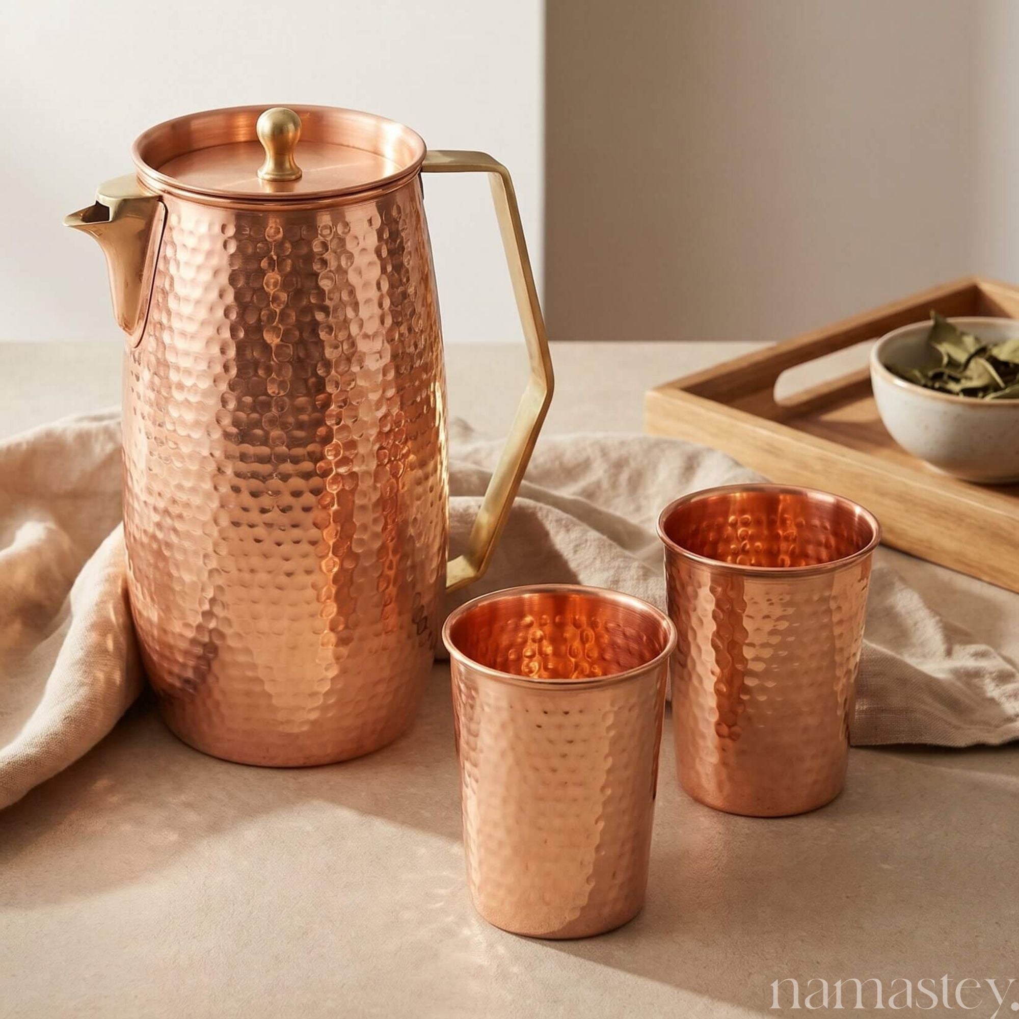 The Heritage Pour — Copper Jug + 2 Glasses