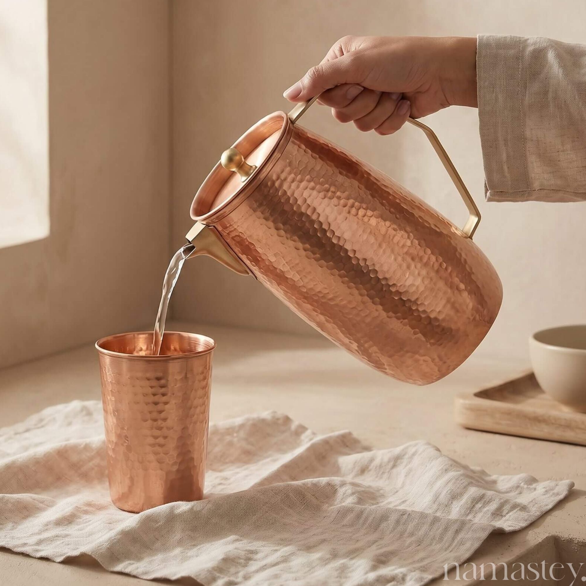 The Heritage Pour — Copper Jug + 2 Glasses