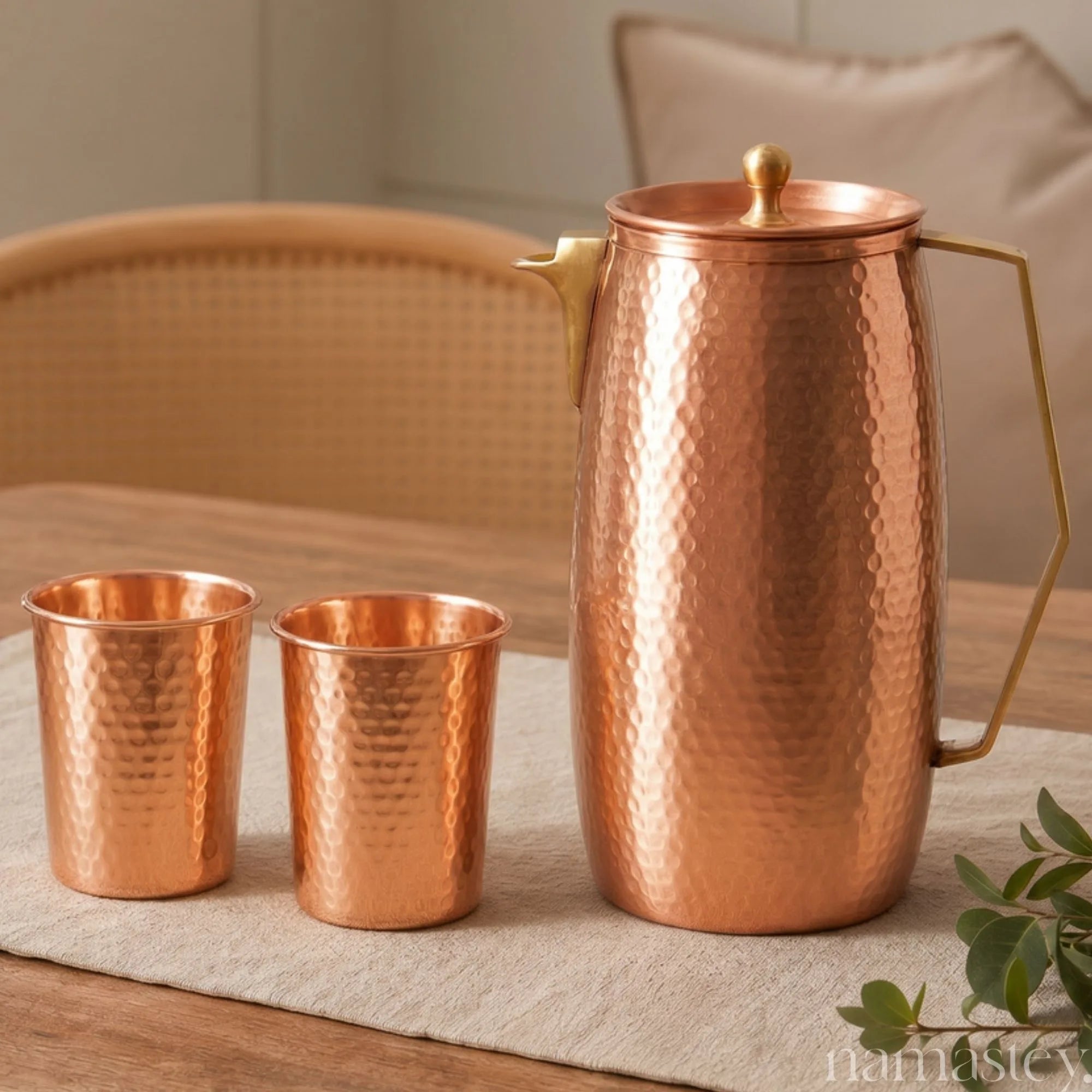 The Heritage Pour — Copper Jug + 2 Glasses