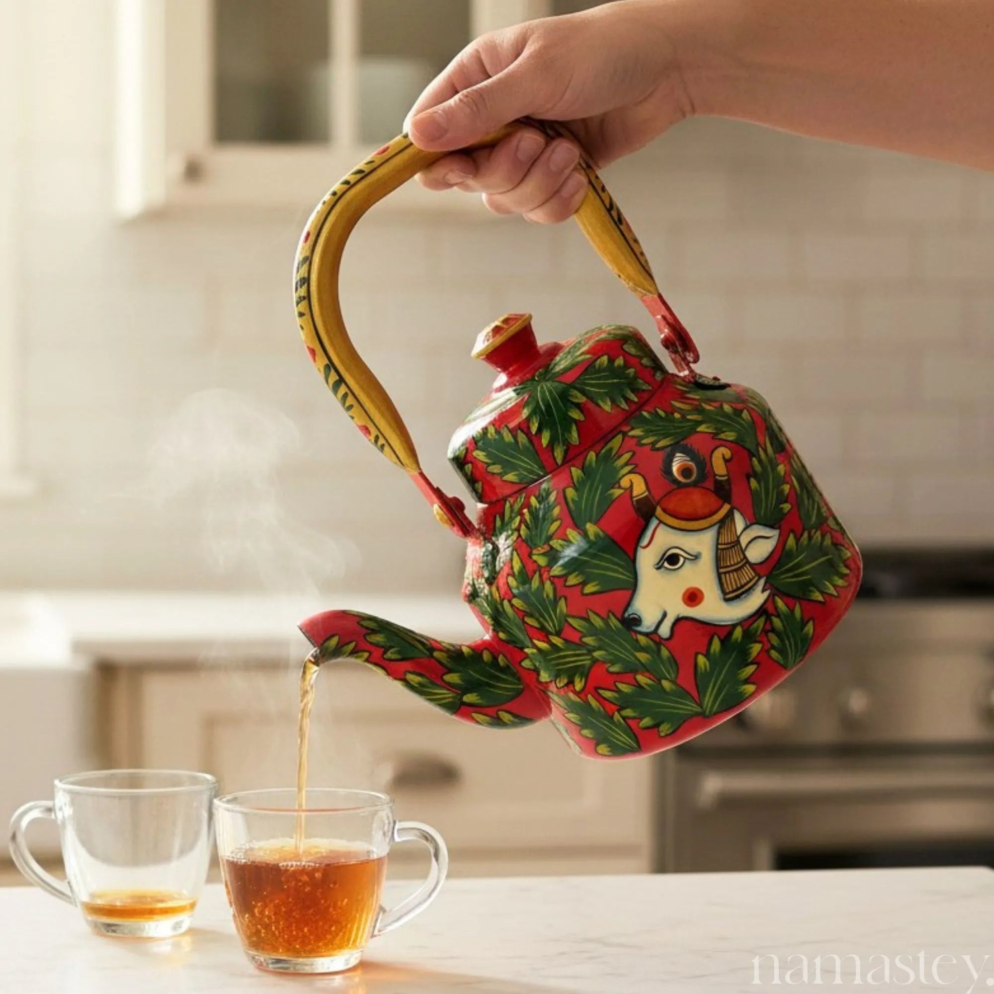 Holy Cow – Handpainted Stainless Steel Tea Kettle (1L)