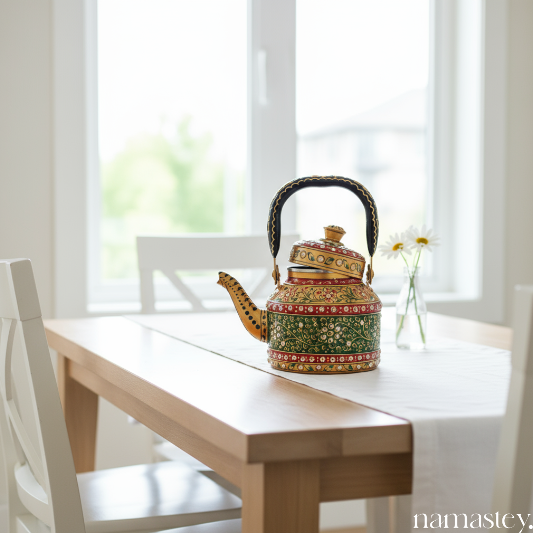 The Royal Courtyard – Handpainted Stainless Steel Tea Kettle (1L)