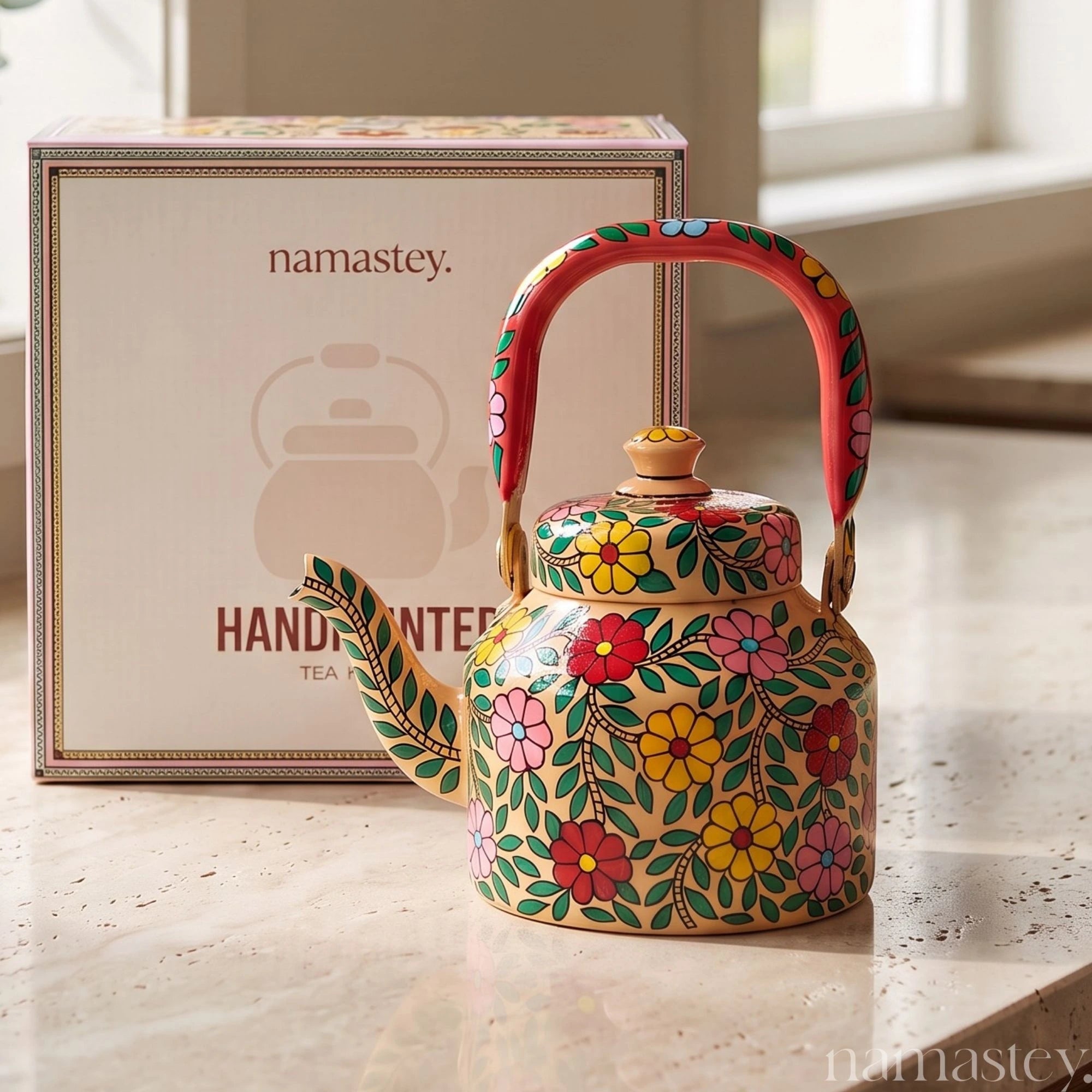 Devonshire Tea – Handpainted Stainless Steel Tea Kettle (1L)