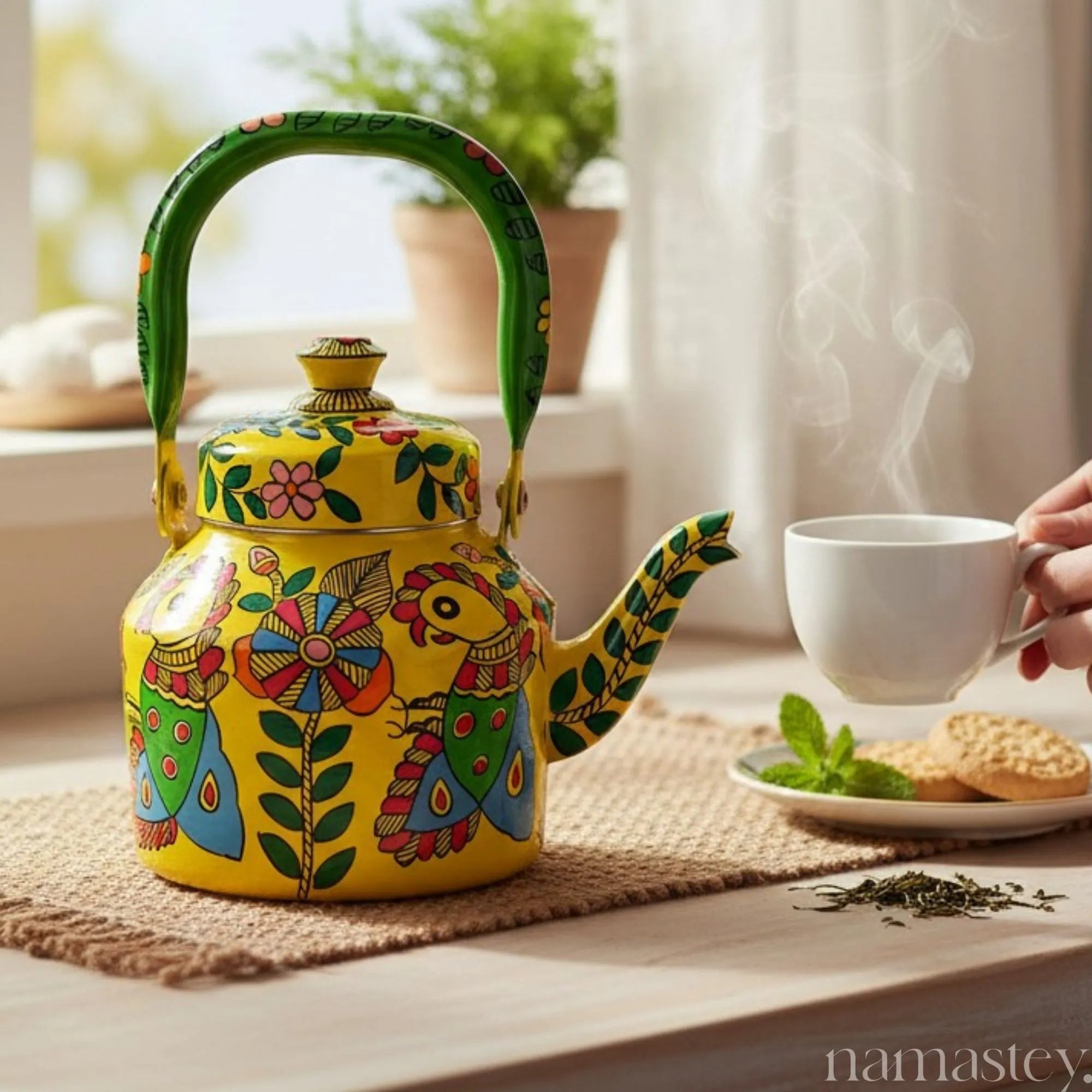Mango Tango – Handpainted Stainless Steel Tea Kettle (1L)